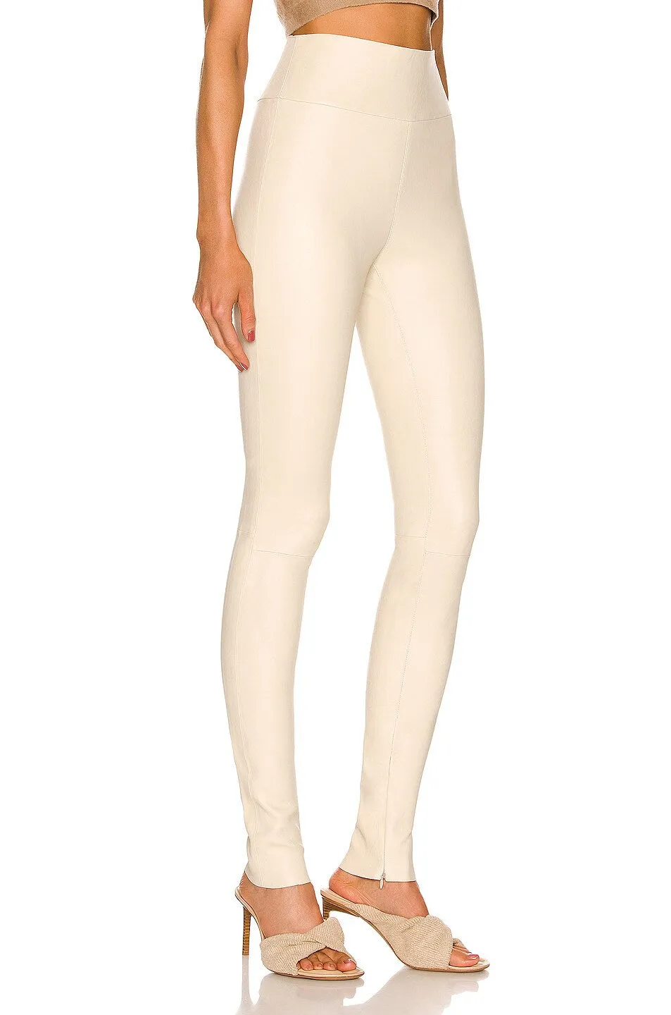 Off White Leather Ankle Legging w/ Zipper PR sold by SPRWMN product image thumbnail 4