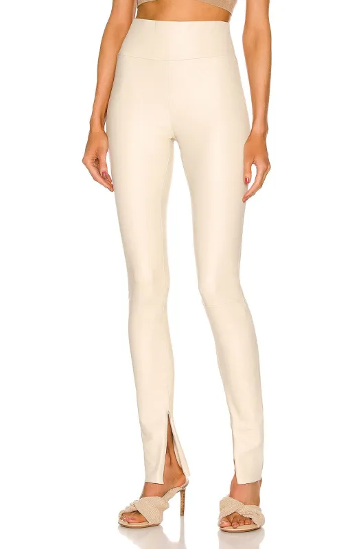 Off White Leather Ankle Legging w/ Zipper PR sold by SPRWMN
