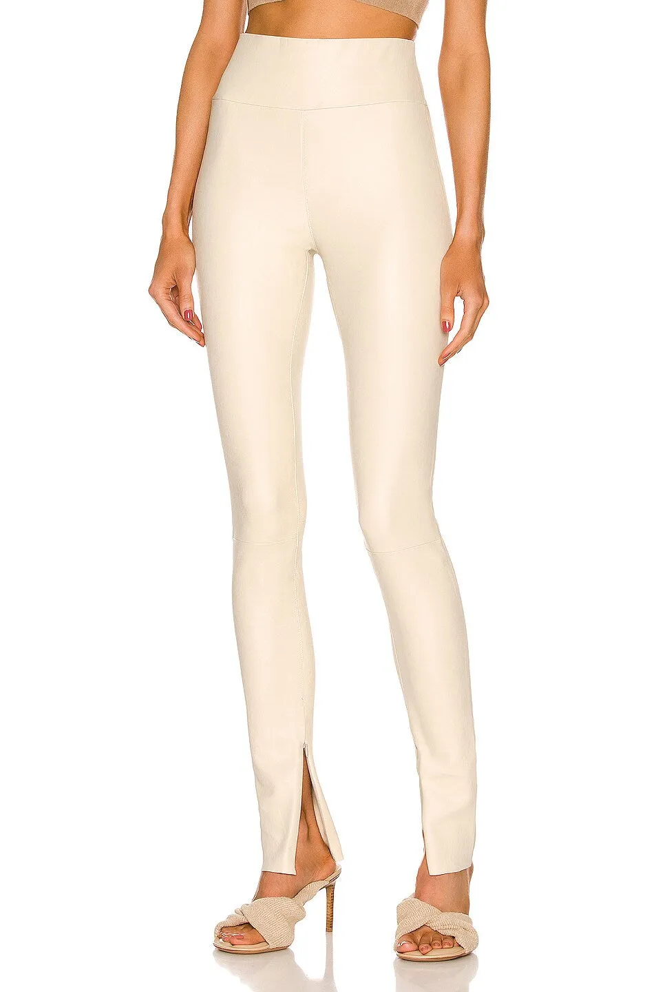 Off White Leather Ankle Legging w/ Zipper PR sold by SPRWMN