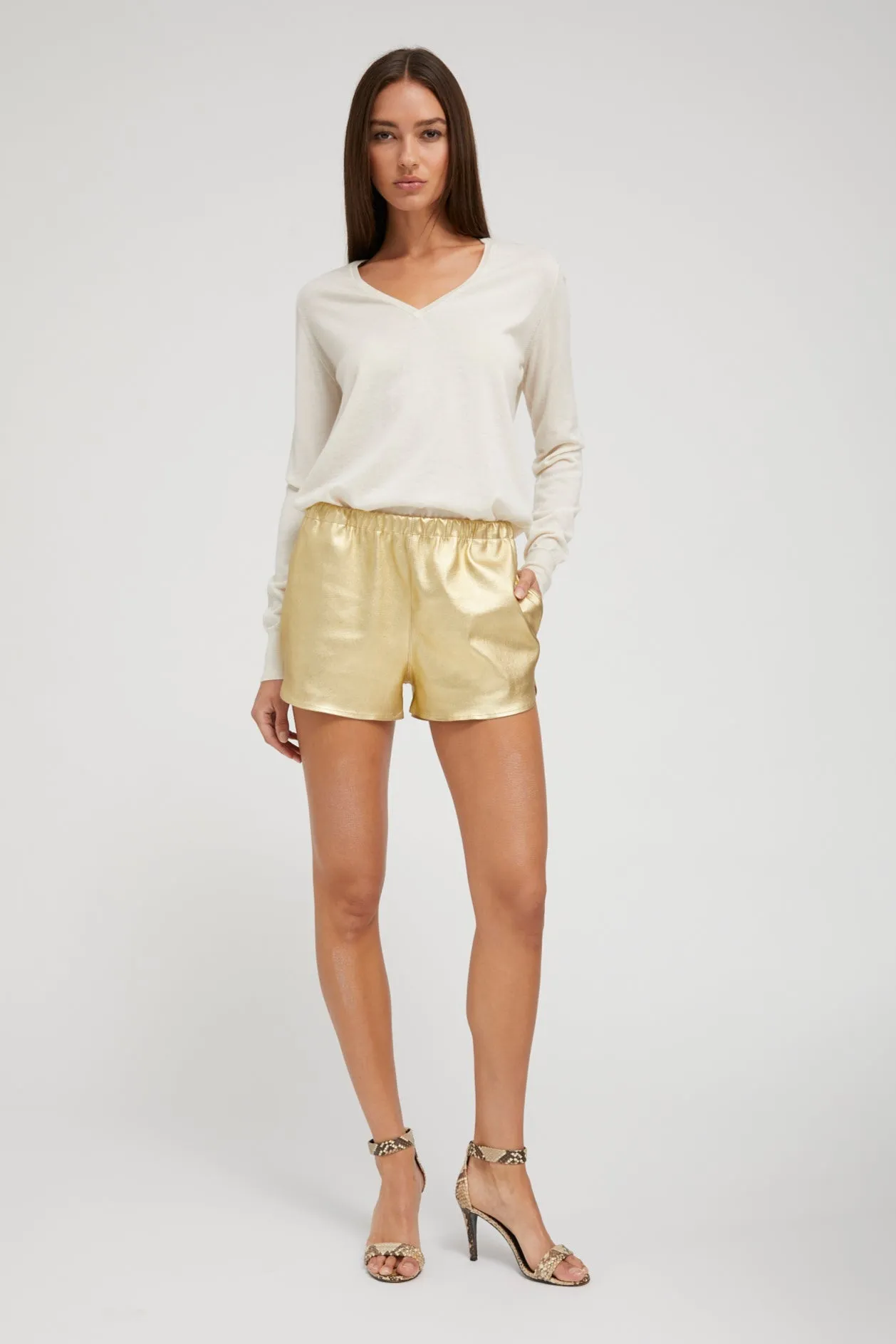 Gold Leather Dolphin Shorts PR sold by SPRWMN product image thumbnail 2