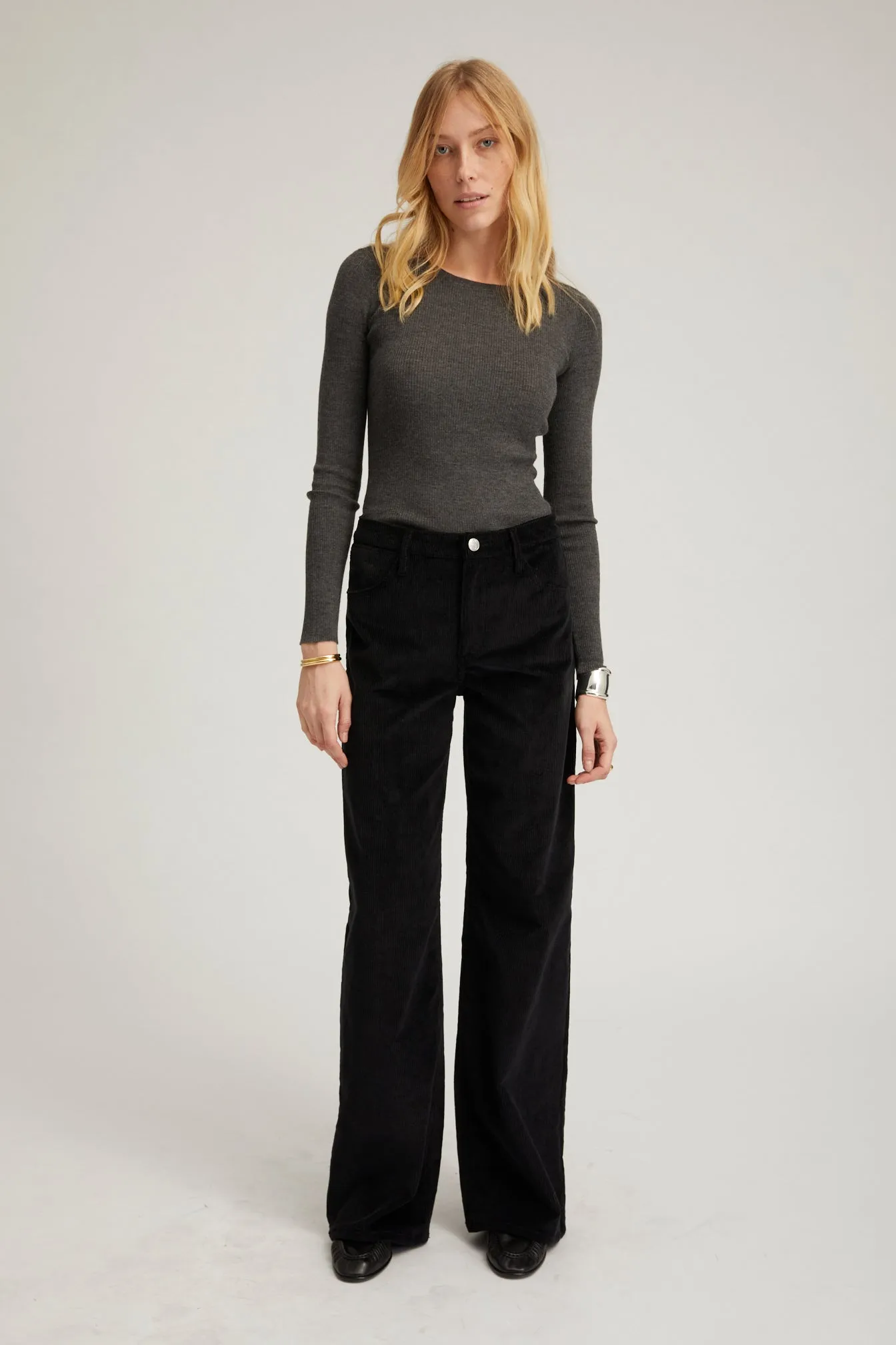 Black Corduroy Wide Leg Trousers PR sold by SPRWMN product image thumbnail 2