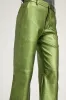Metallic Green Leather Cropped Trousers PR sold by SPRWMN