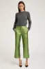 Metallic Green Leather Cropped Trousers PR sold by SPRWMN