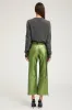 Metallic Green Leather Cropped Trousers PR sold by SPRWMN