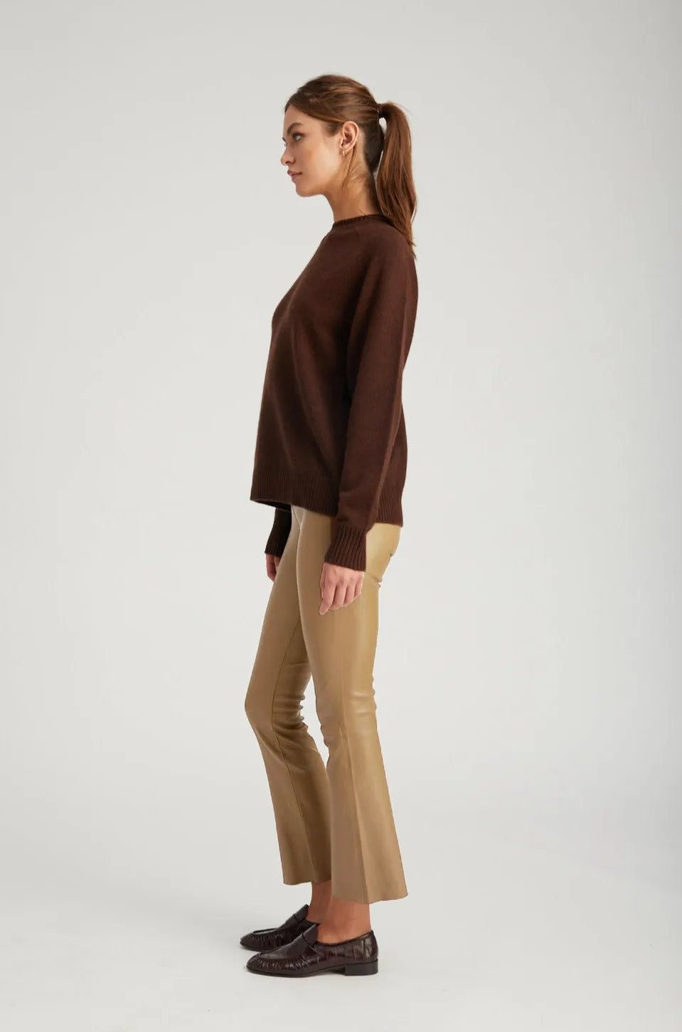 Khaki Leather Ankle Flare PR sold by SPRWMN product image thumbnail 3