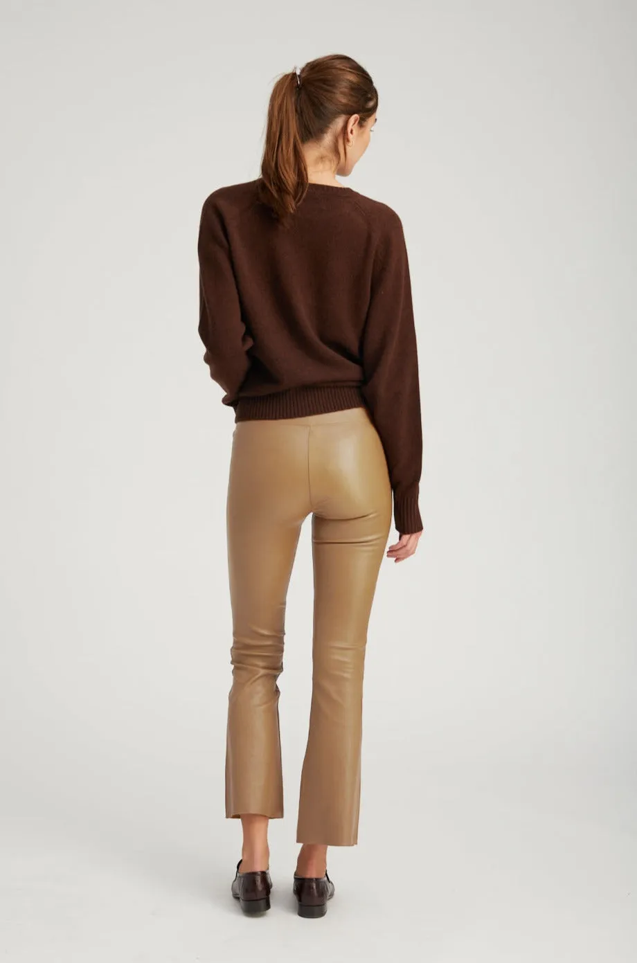 Khaki Leather Ankle Flare PR sold by SPRWMN product image thumbnail 4