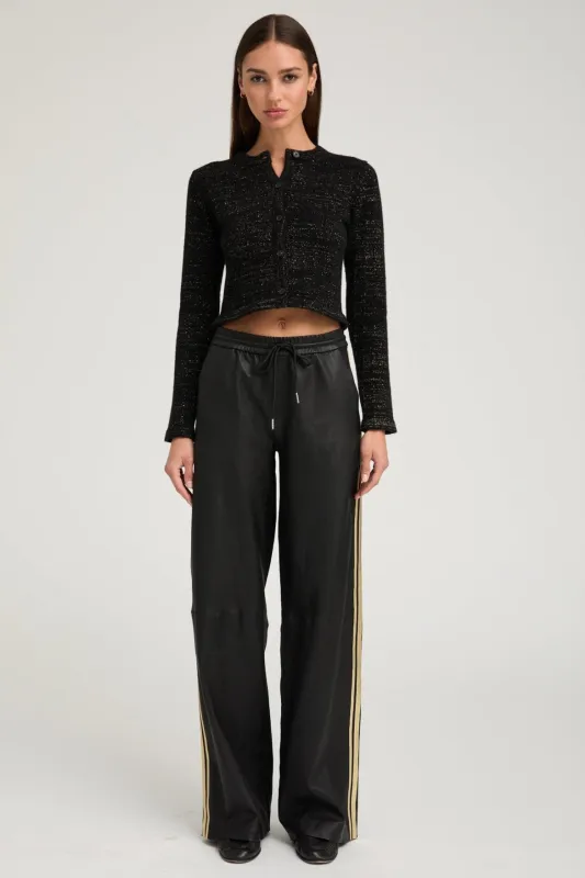 Black & Gold Leather Baggy Athletic Pants PR sold by SPRWMN