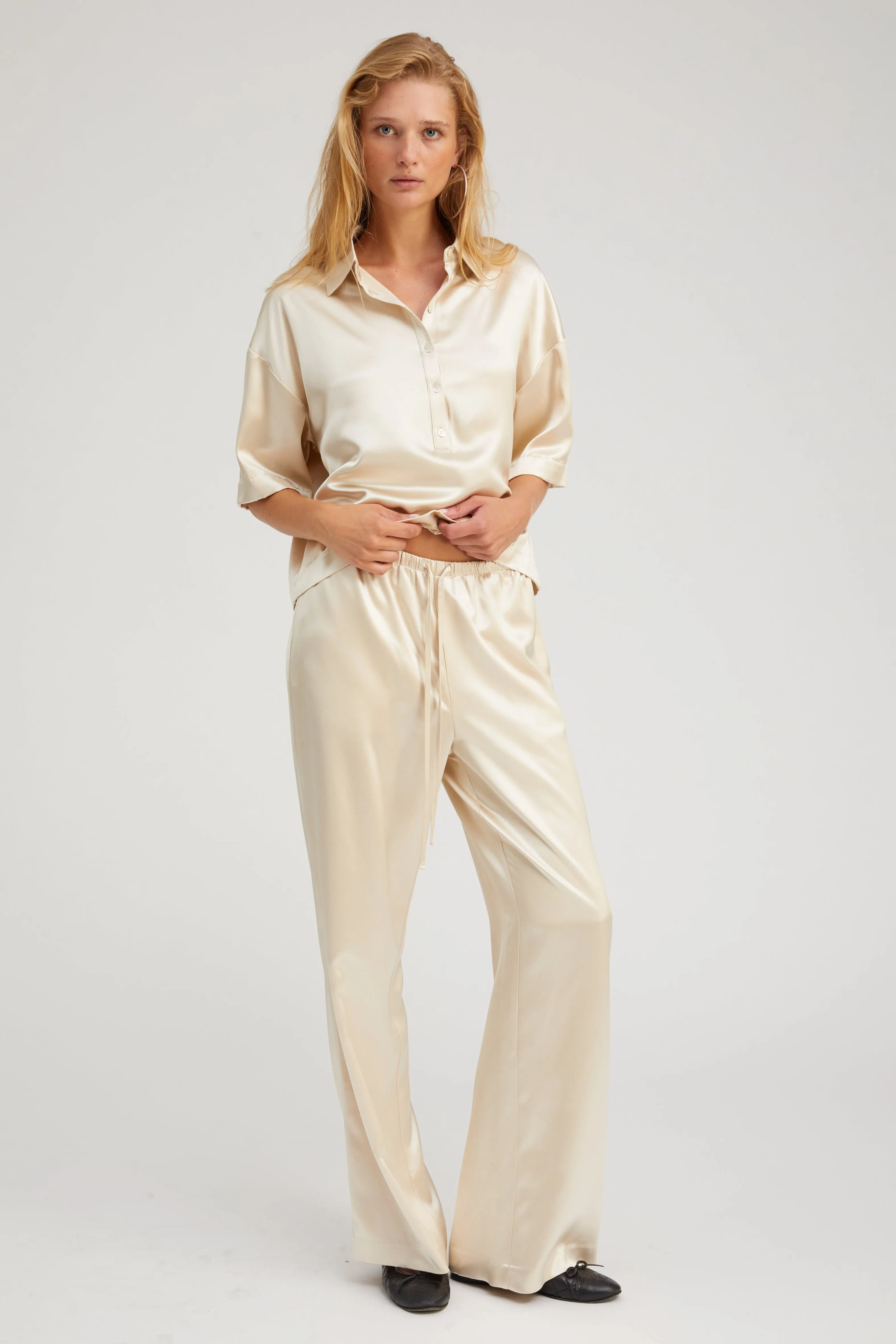 Champagne Silk Polo sold by SPRWMN product image thumbnail 2