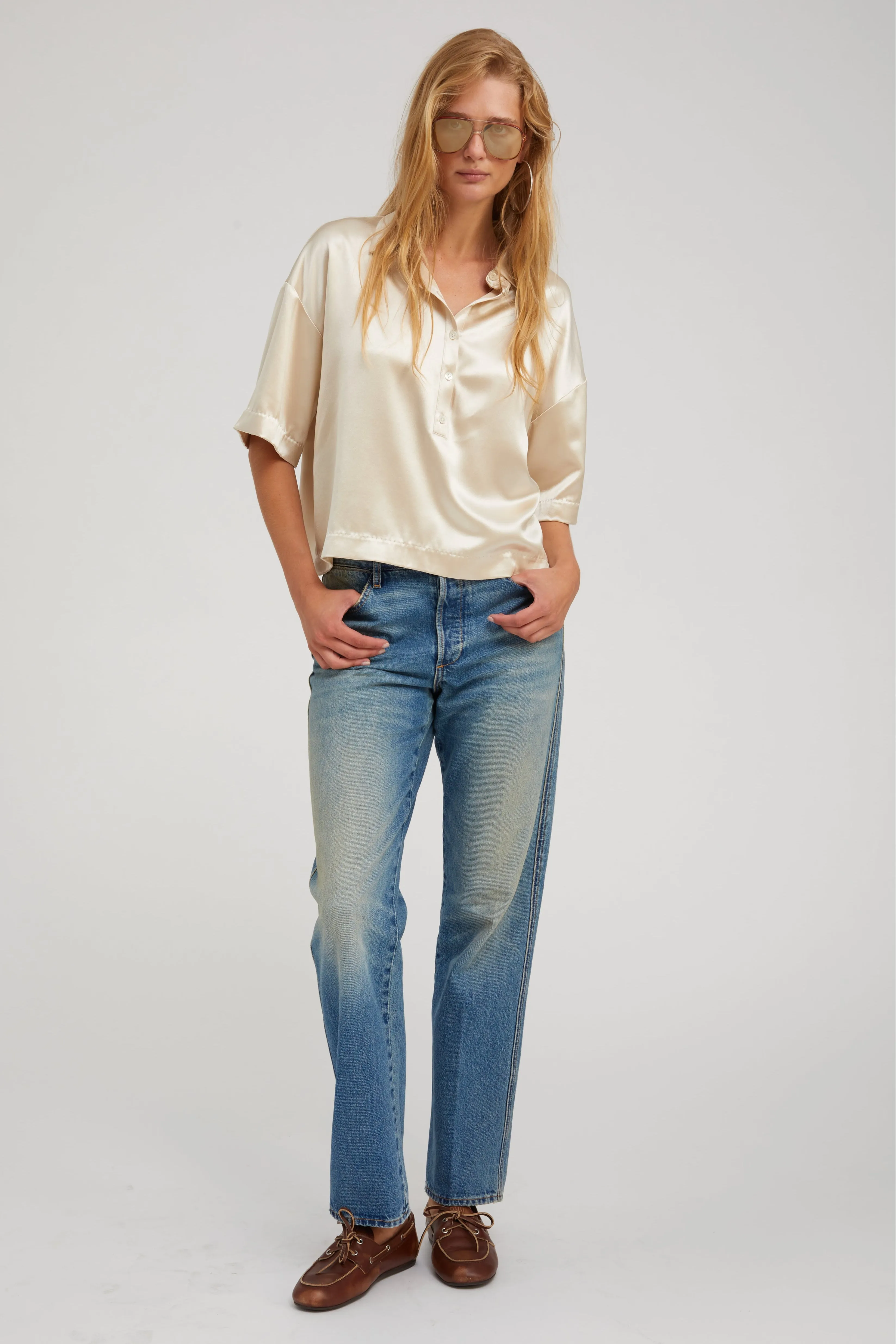 Champagne Silk Polo sold by SPRWMN product image thumbnail 5