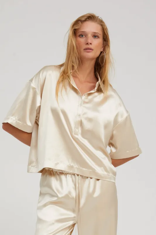 Champagne Silk Polo sold by SPRWMN