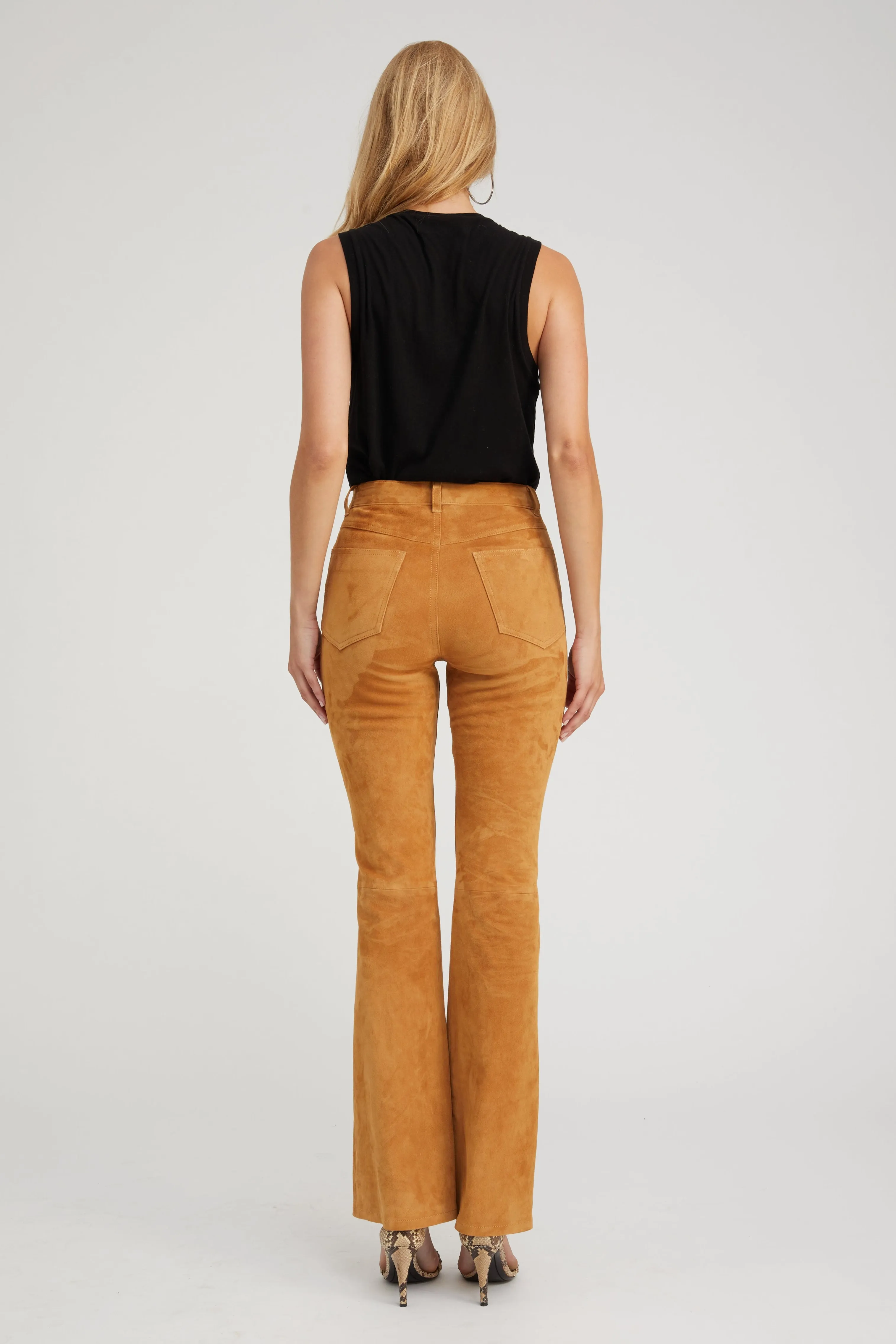 Nutmeg Suede 5 Pocket Micro Flare Pants sold by SPRWMN product image thumbnail 5