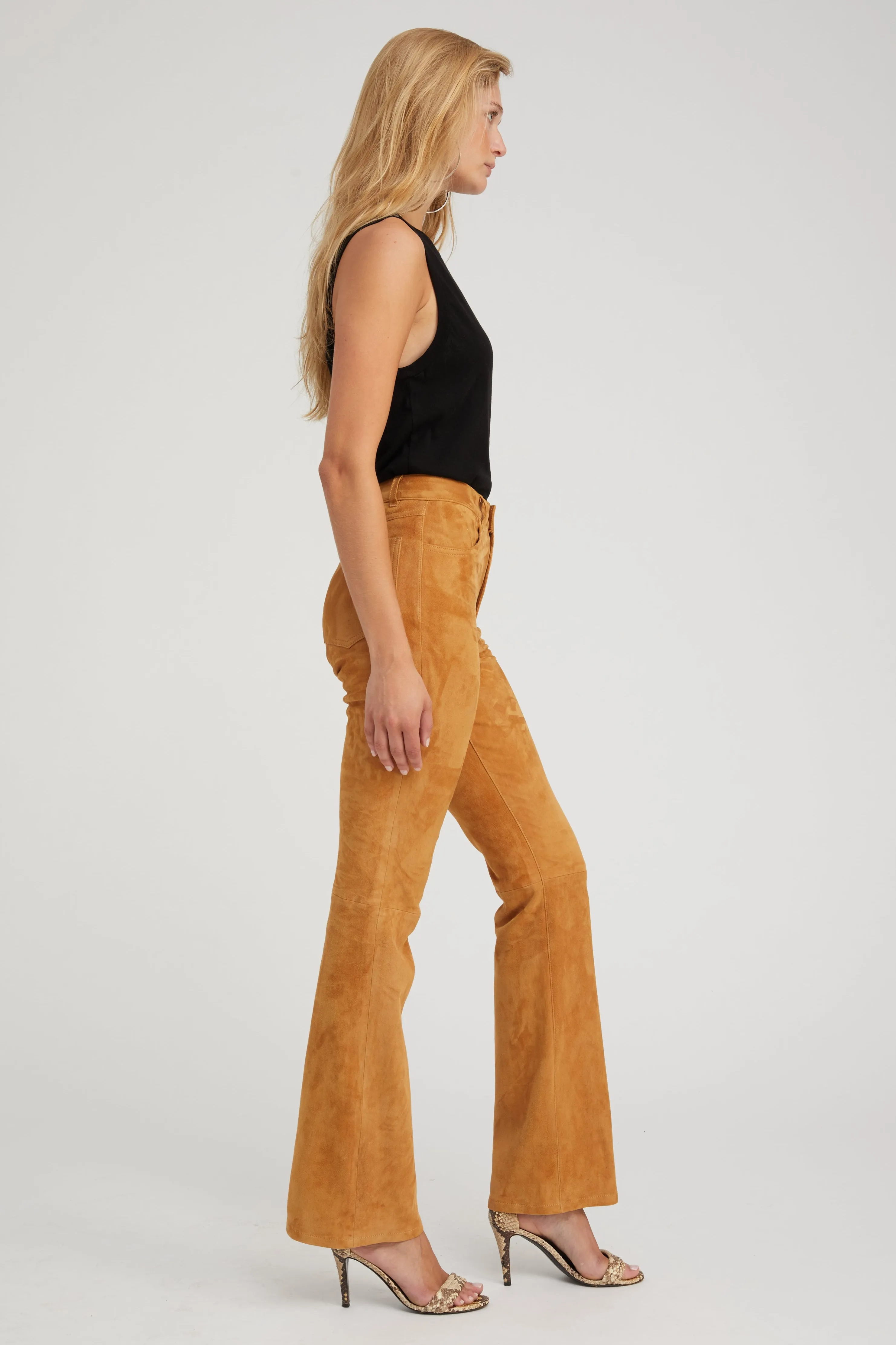 Nutmeg Suede 5 Pocket Micro Flare Pants sold by SPRWMN product image thumbnail 3