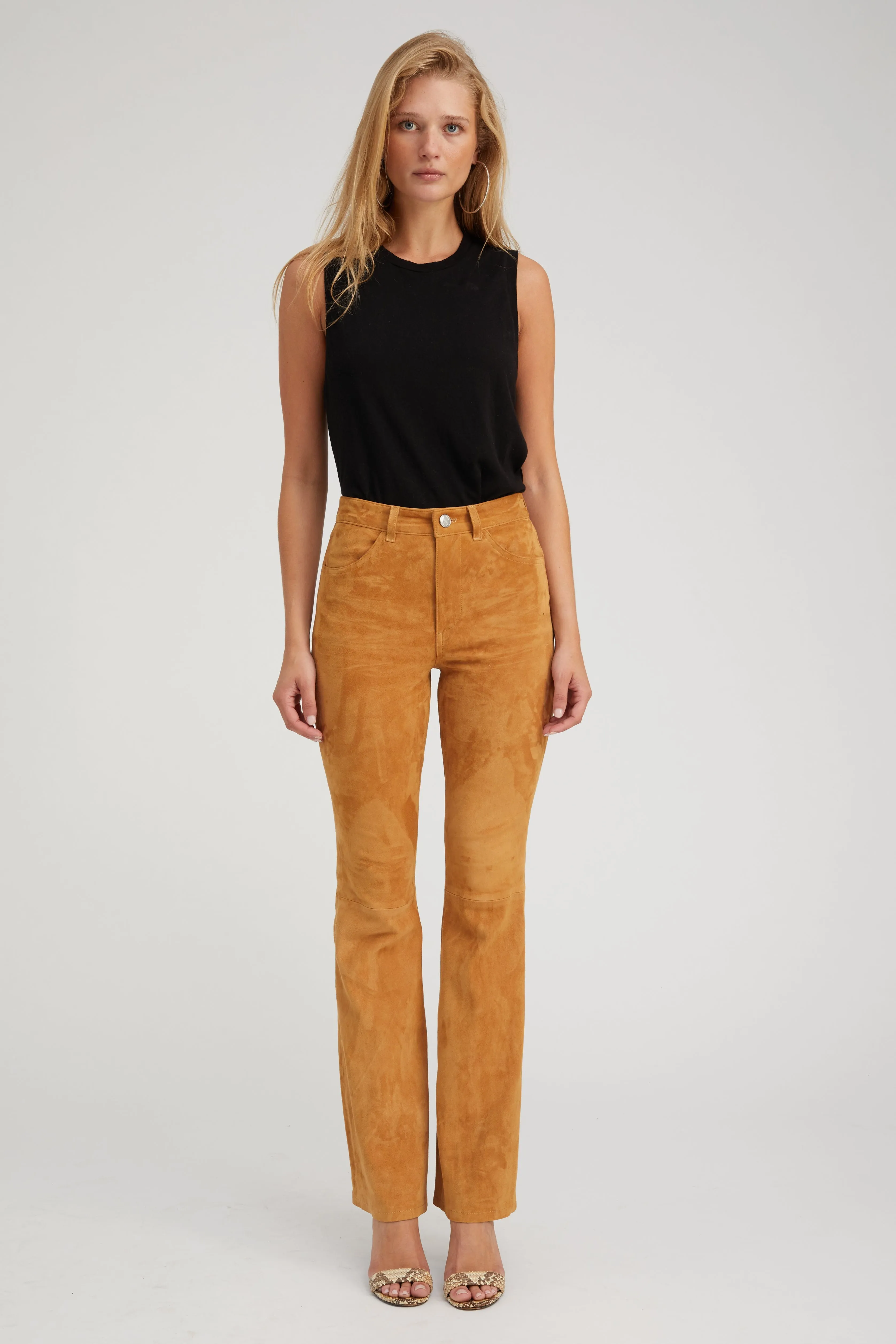 Nutmeg Suede 5 Pocket Micro Flare Pants sold by SPRWMN product image thumbnail 2