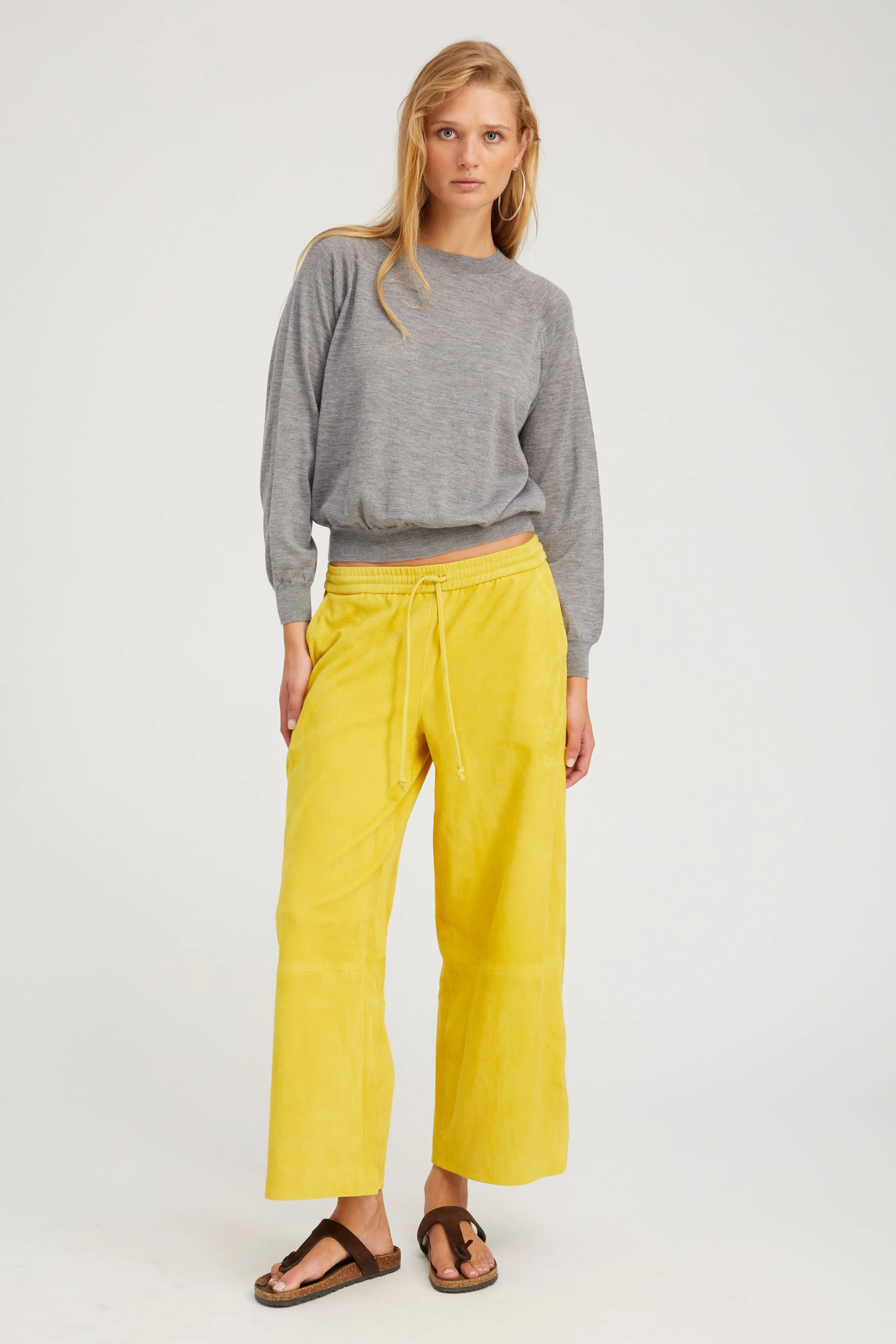 Limoncello Suede Cropped Baggy Pants sold by SPRWMN product image thumbnail 2