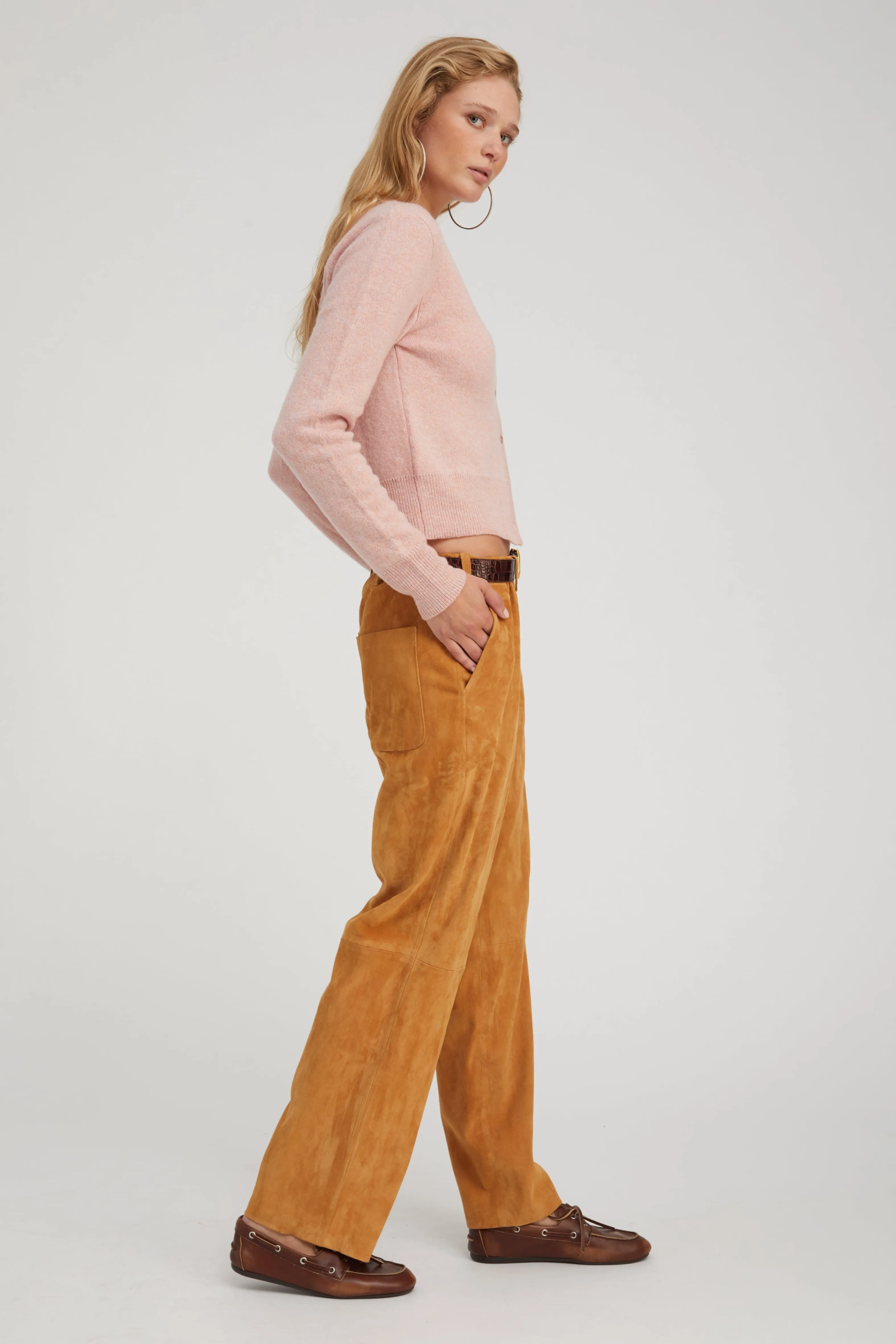Nutmeg Suede Relaxed Trousers sold by SPRWMN product image thumbnail 3