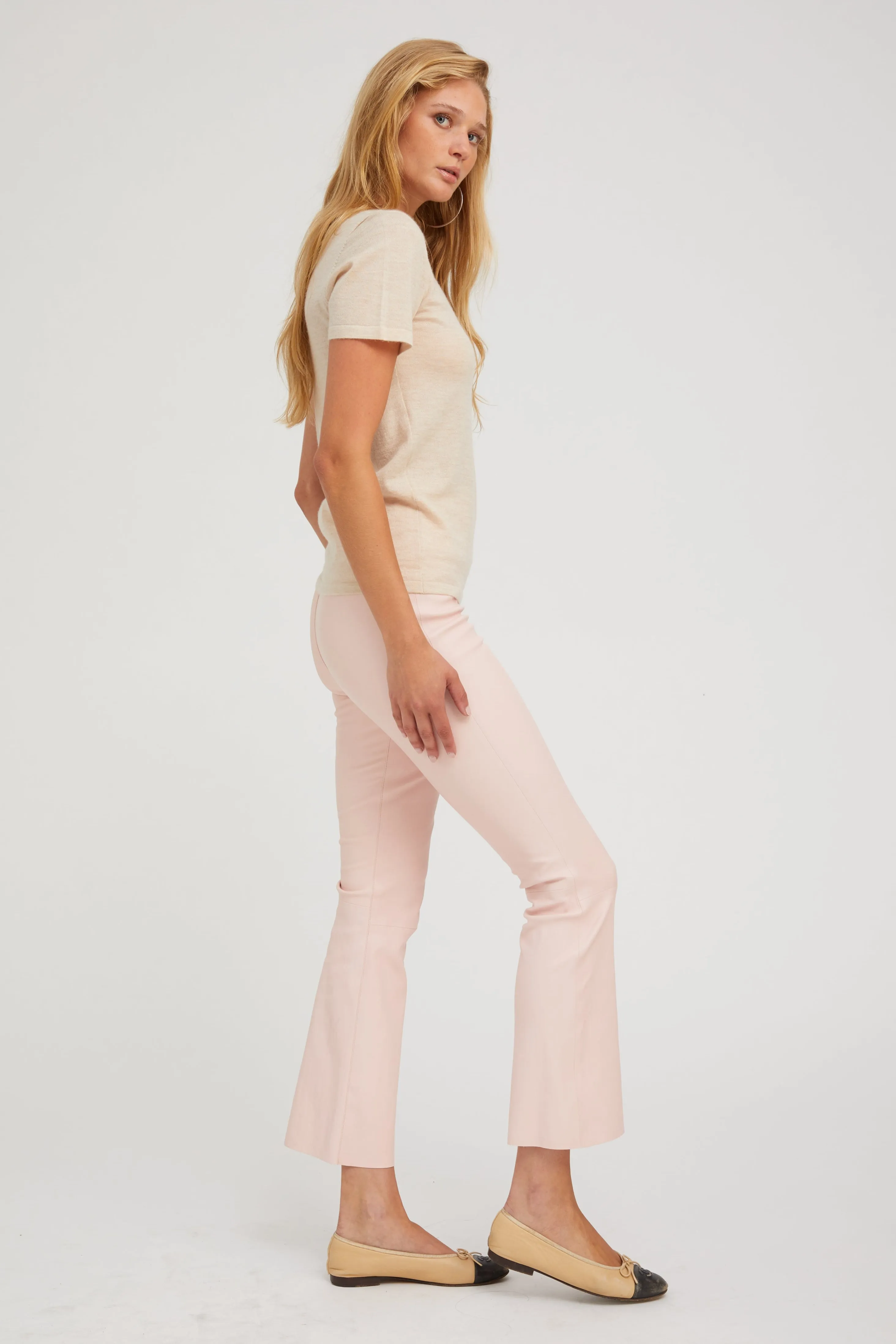Sandstone Ultra Fine Cashmere Tee sold by SPRWMN product image thumbnail 3