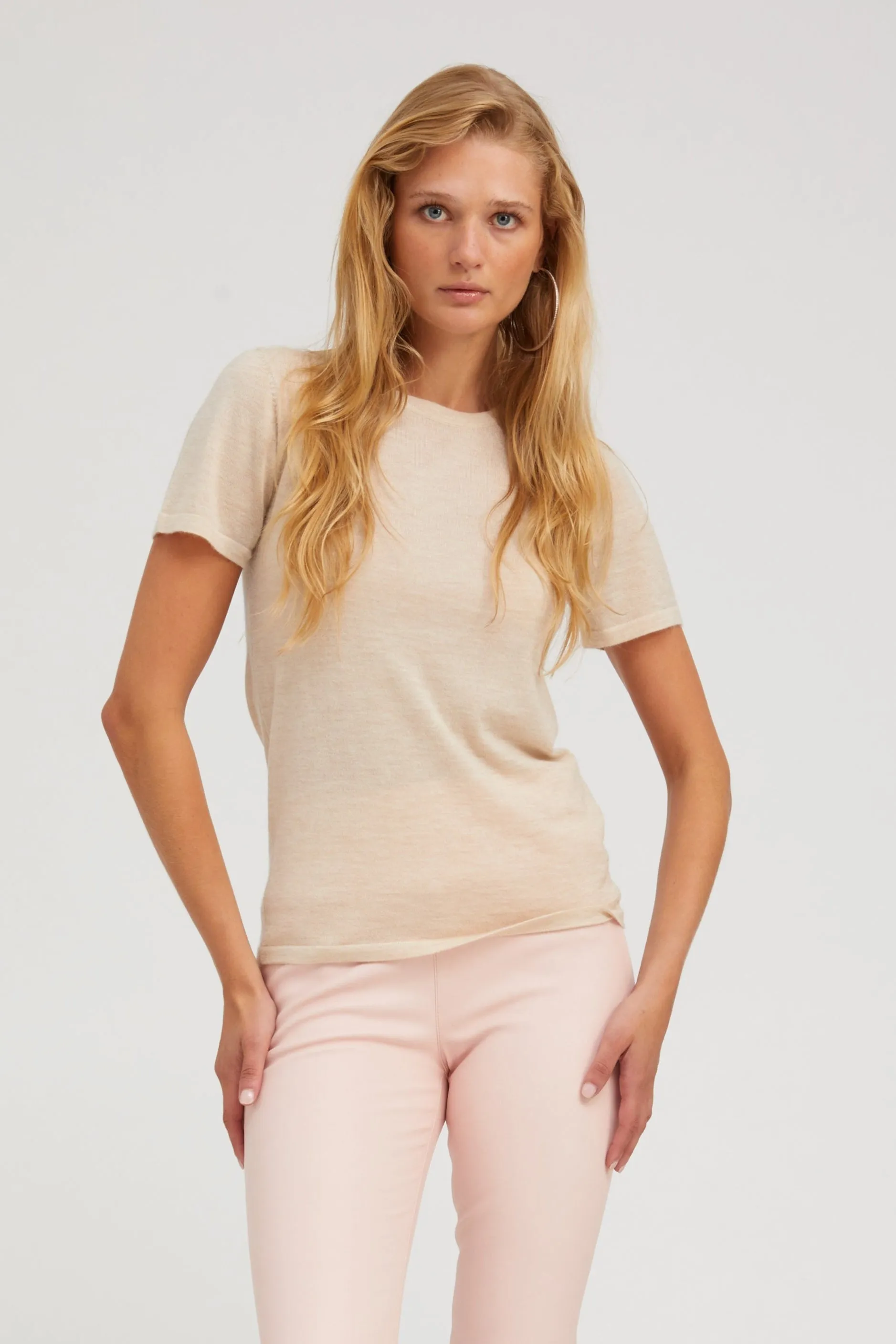 Sandstone Ultra Fine Cashmere Tee sold by SPRWMN