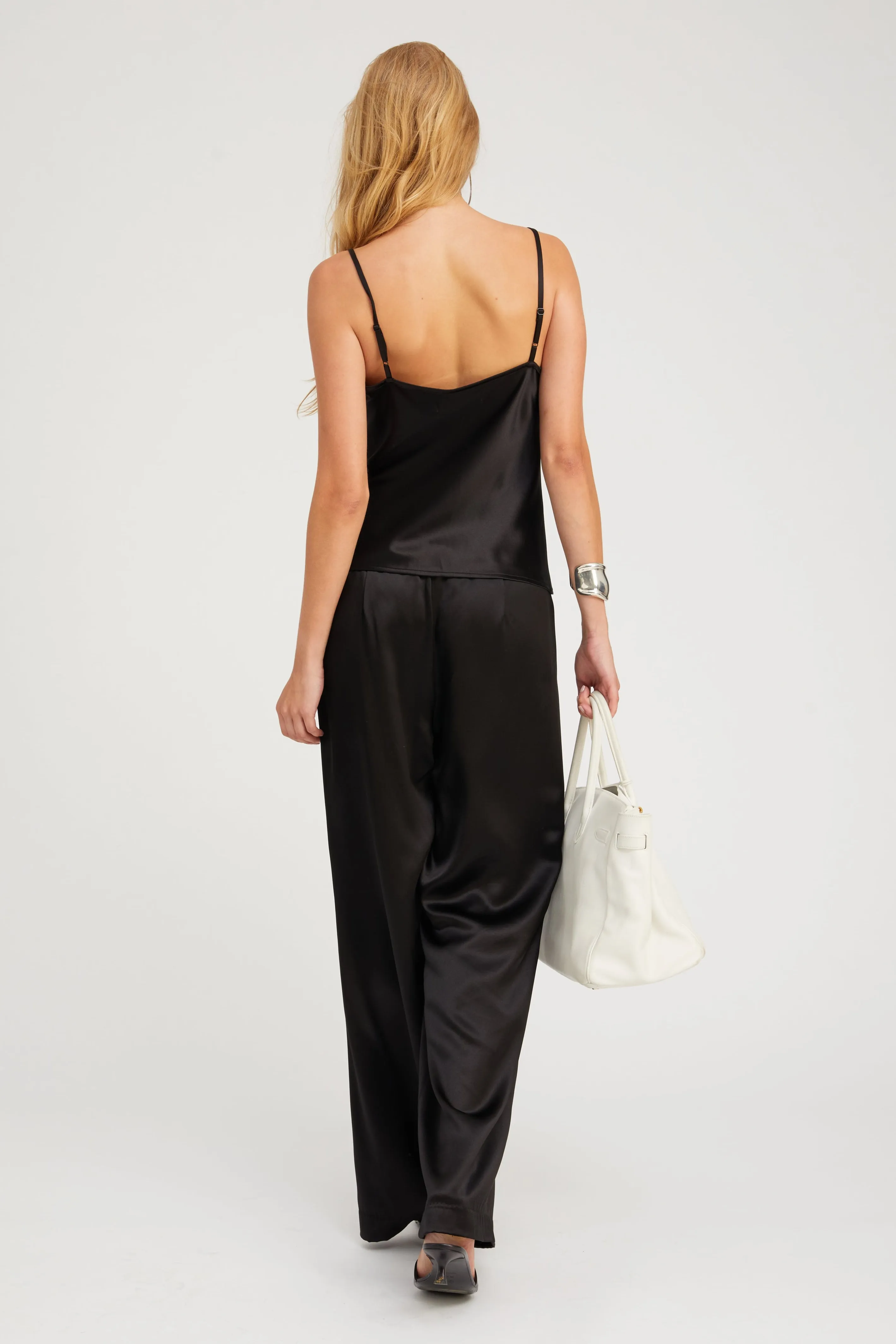 Black Silk Spaghetti Strap Cami sold by SPRWMN product image thumbnail 3