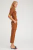 Chestnut Rib Mid Sleeve Polo Top sold by SPRWMN