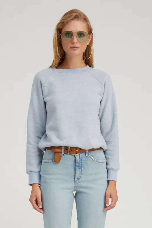 Ice Blue Melange Shrunken Raglan Sweatshirt sold by SPRWMN