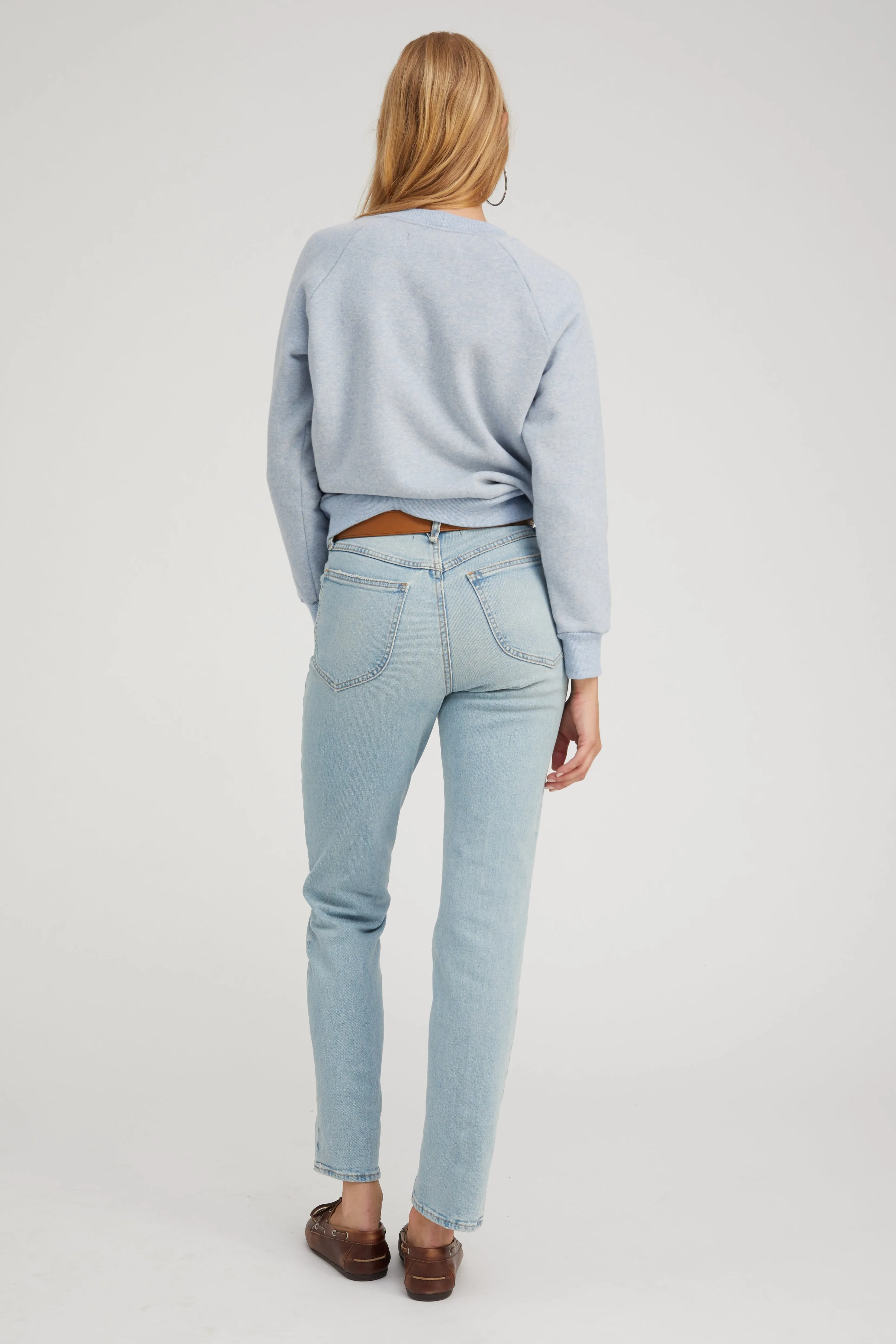 Ice Blue Melange Shrunken Raglan Sweatshirt sold by SPRWMN product image thumbnail 4