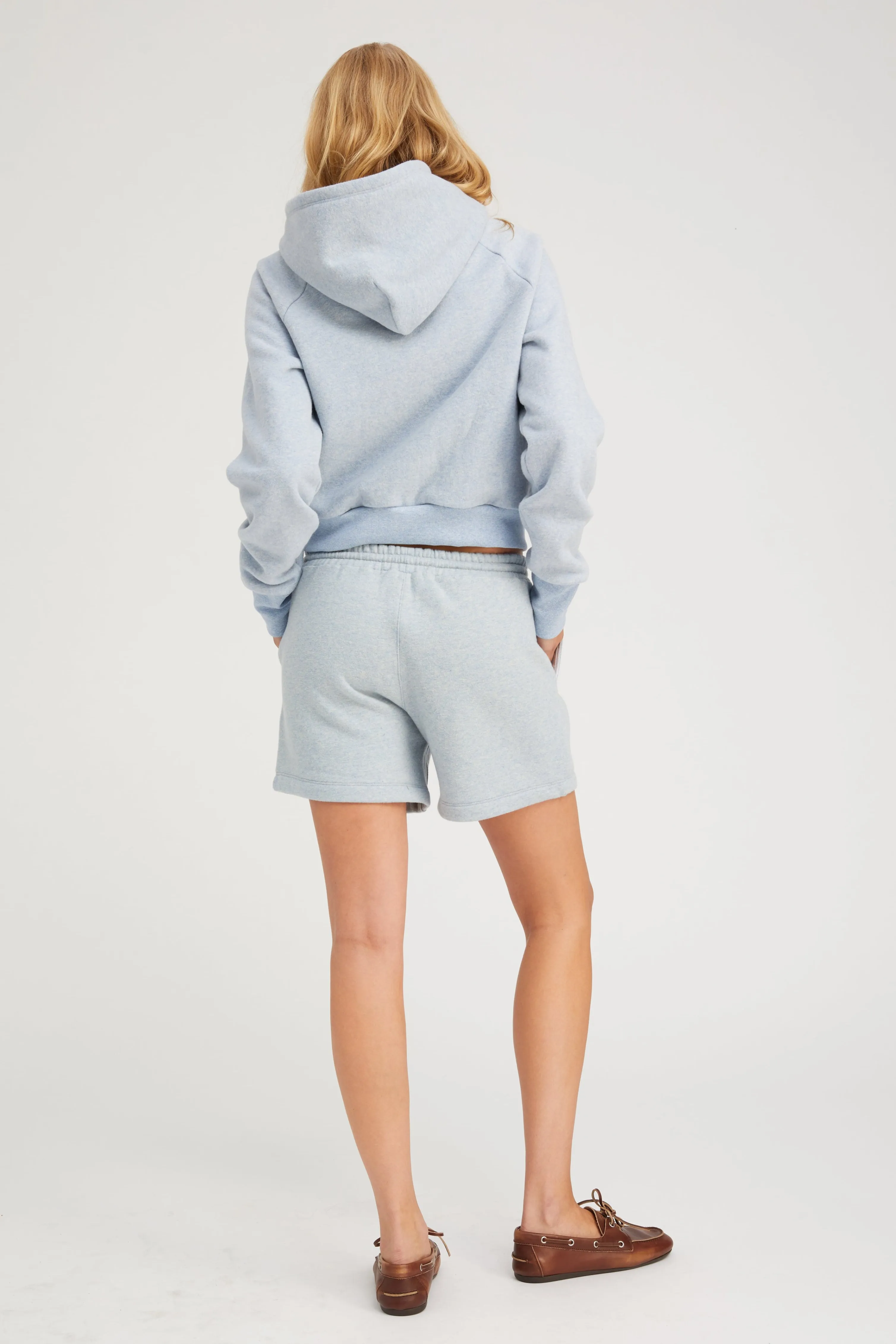 Ice Blue Melange Shrunken Zip Up Hoodie sold by SPRWMN product image thumbnail 4