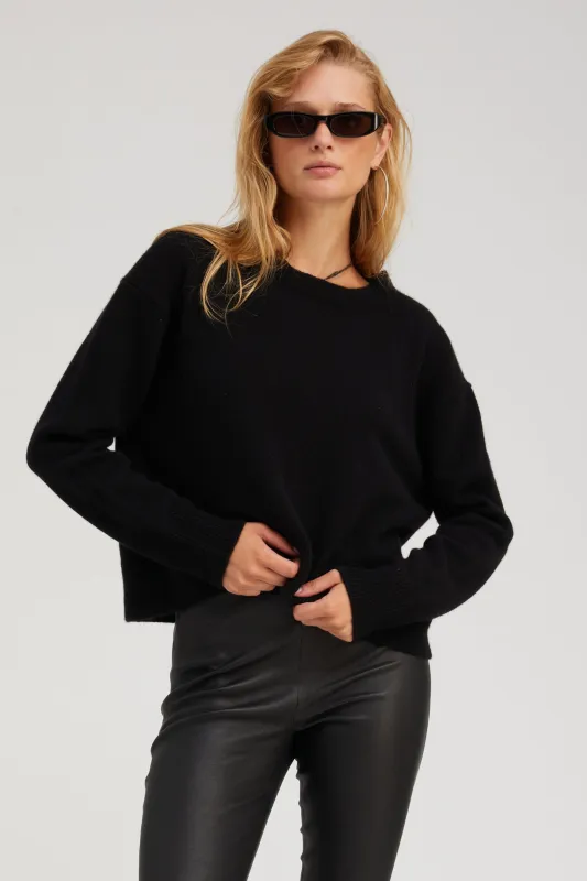 Black Cashmere Boxy Sweater sold by SPRWMN