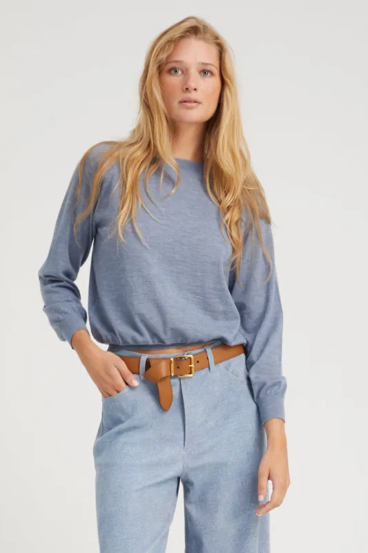 Steel Blue Cashmere Raglan Sweater sold by SPRWMN