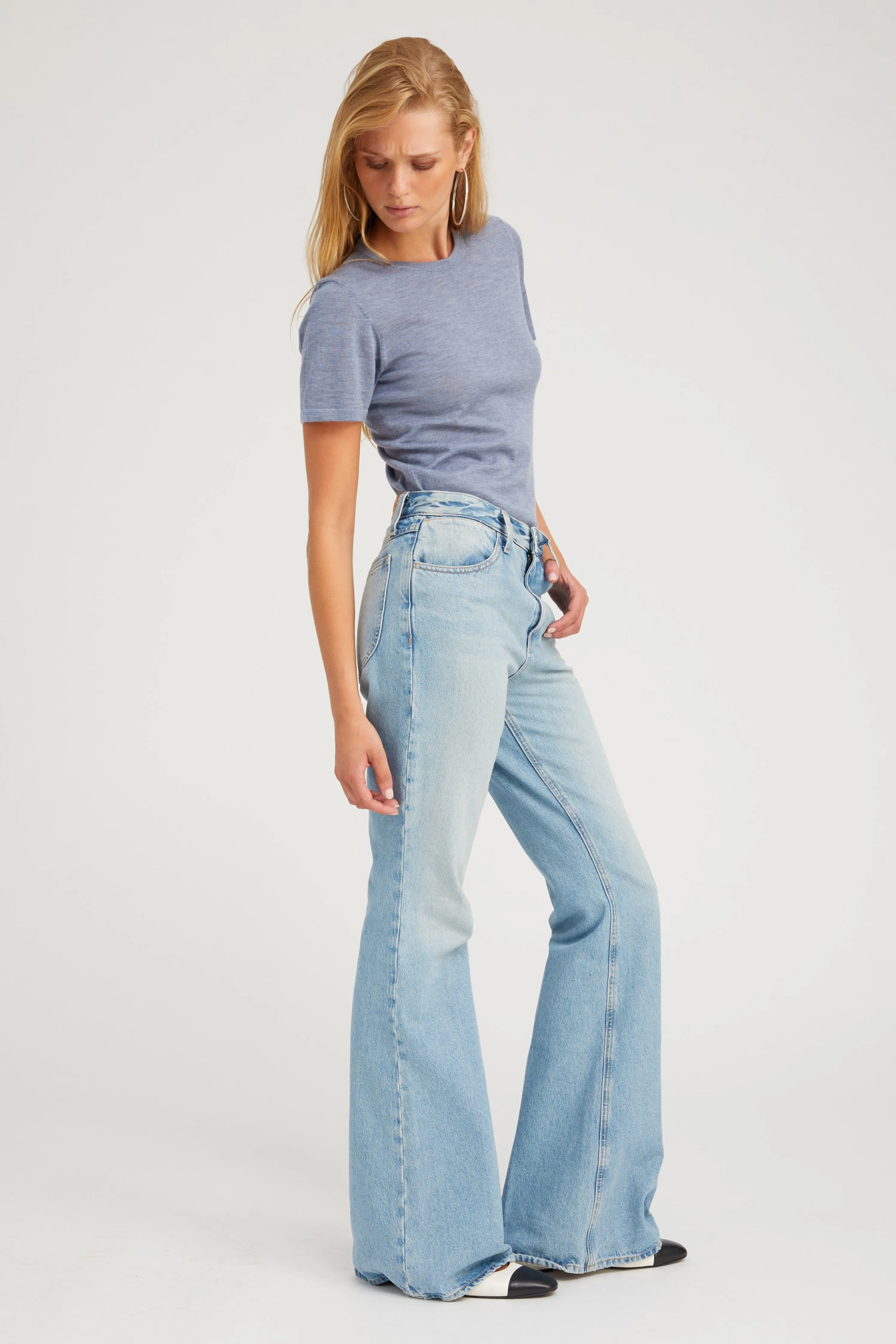 Steel Blue Ultra Fine Cashmere Tee sold by SPRWMN product image thumbnail 3