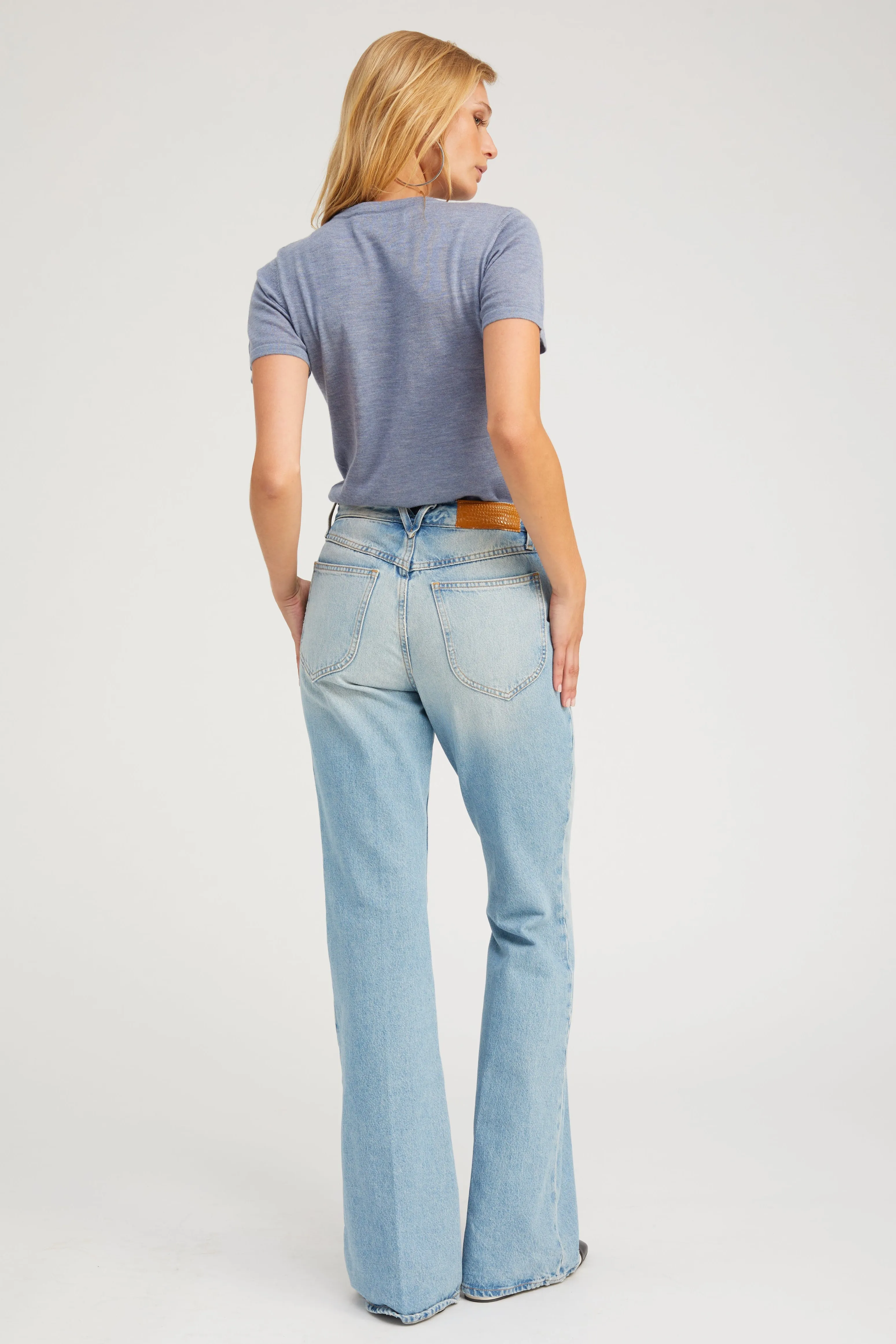 Steel Blue Ultra Fine Cashmere Tee sold by SPRWMN product image thumbnail 4