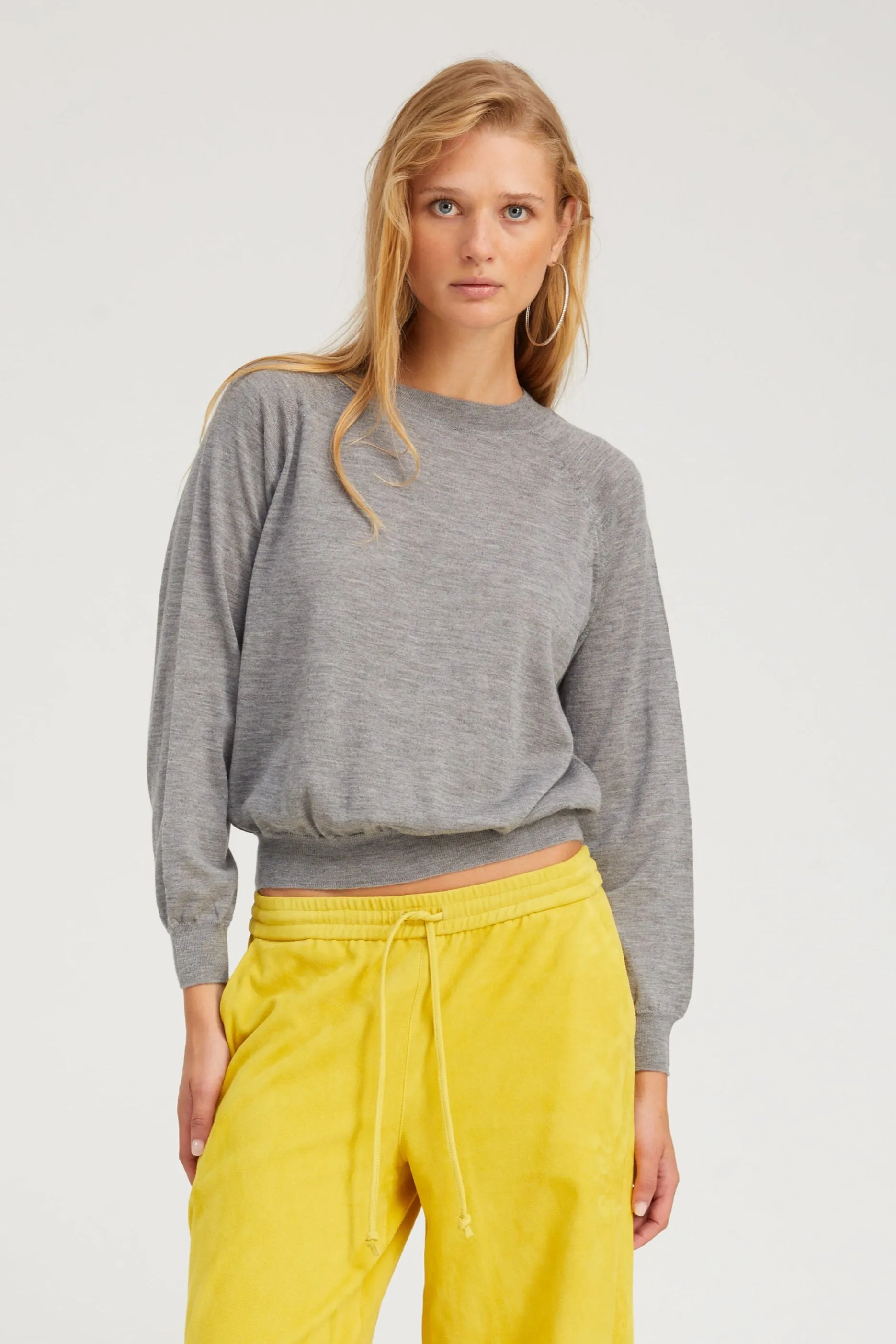 Grey Cashmere Long Sleeve Raglan Sweater sold by SPRWMN