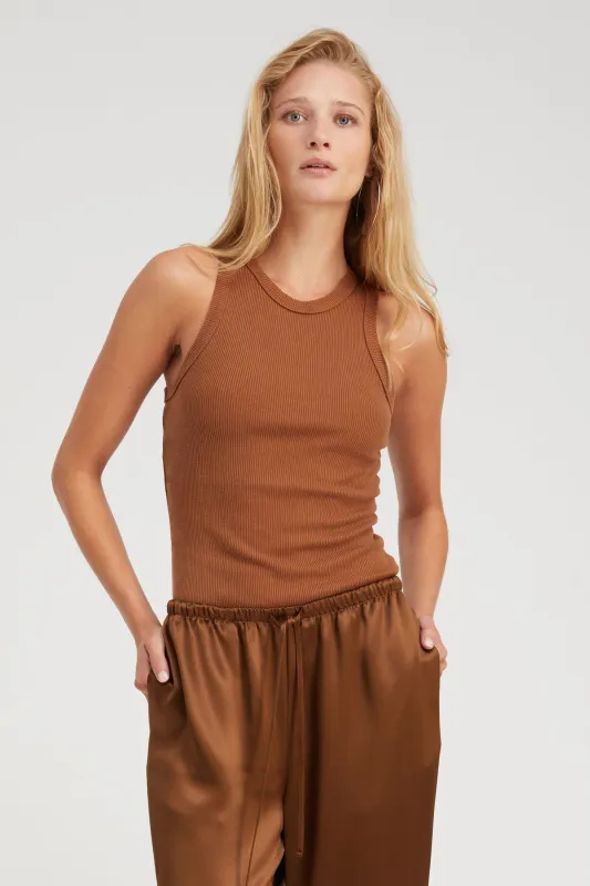 Chestnut Rib Racer Tank sold by SPRWMN