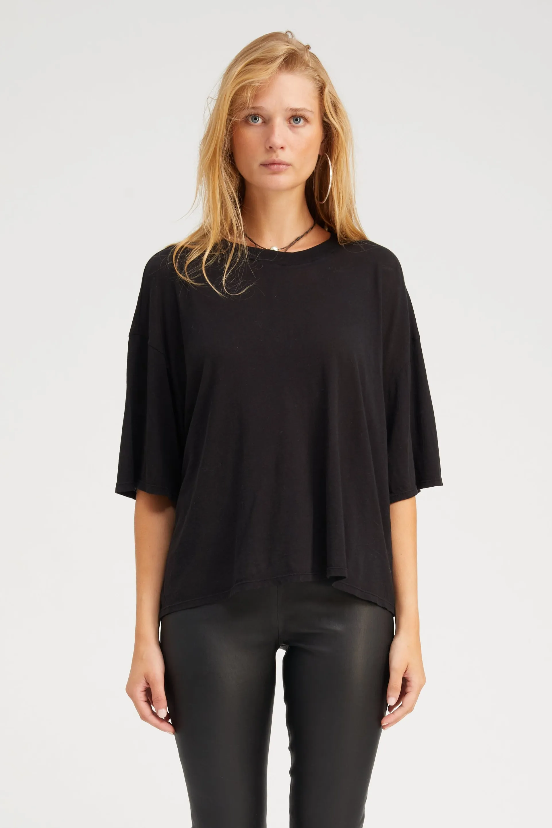 Black Cotton Boxy Tee sold by SPRWMN