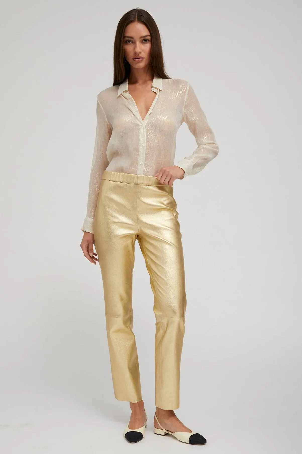 Metallic Gold Leather Sophia Pull On sold by SPRWMN product image thumbnail 2