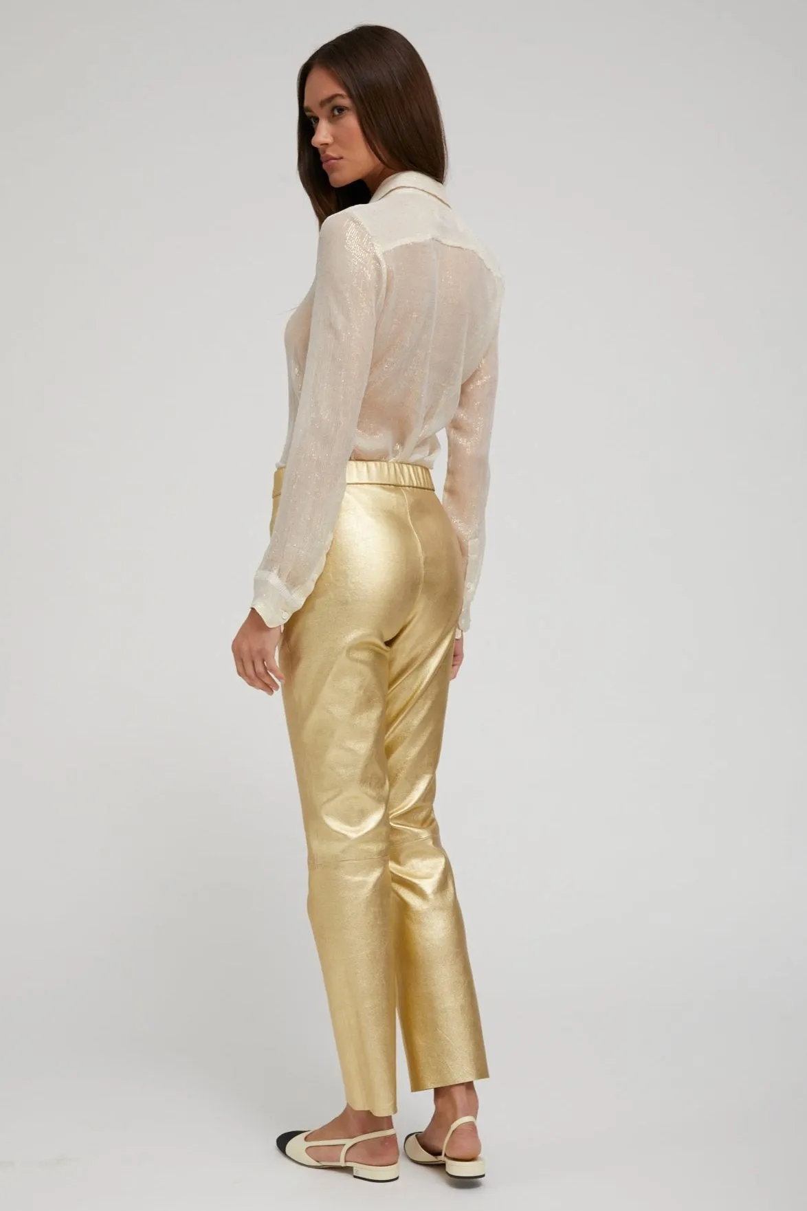 Metallic Gold Leather Sophia Pull On sold by SPRWMN product image thumbnail 5