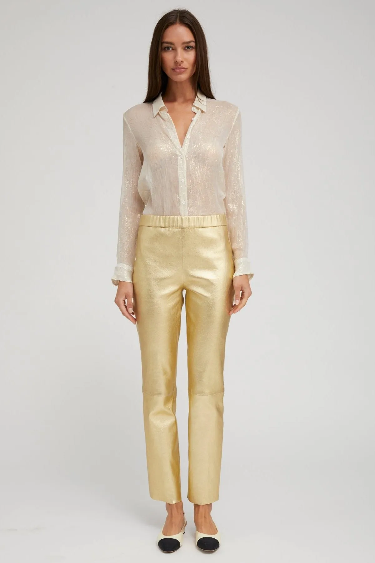 Metallic Gold Leather Sophia Pull On sold by SPRWMN