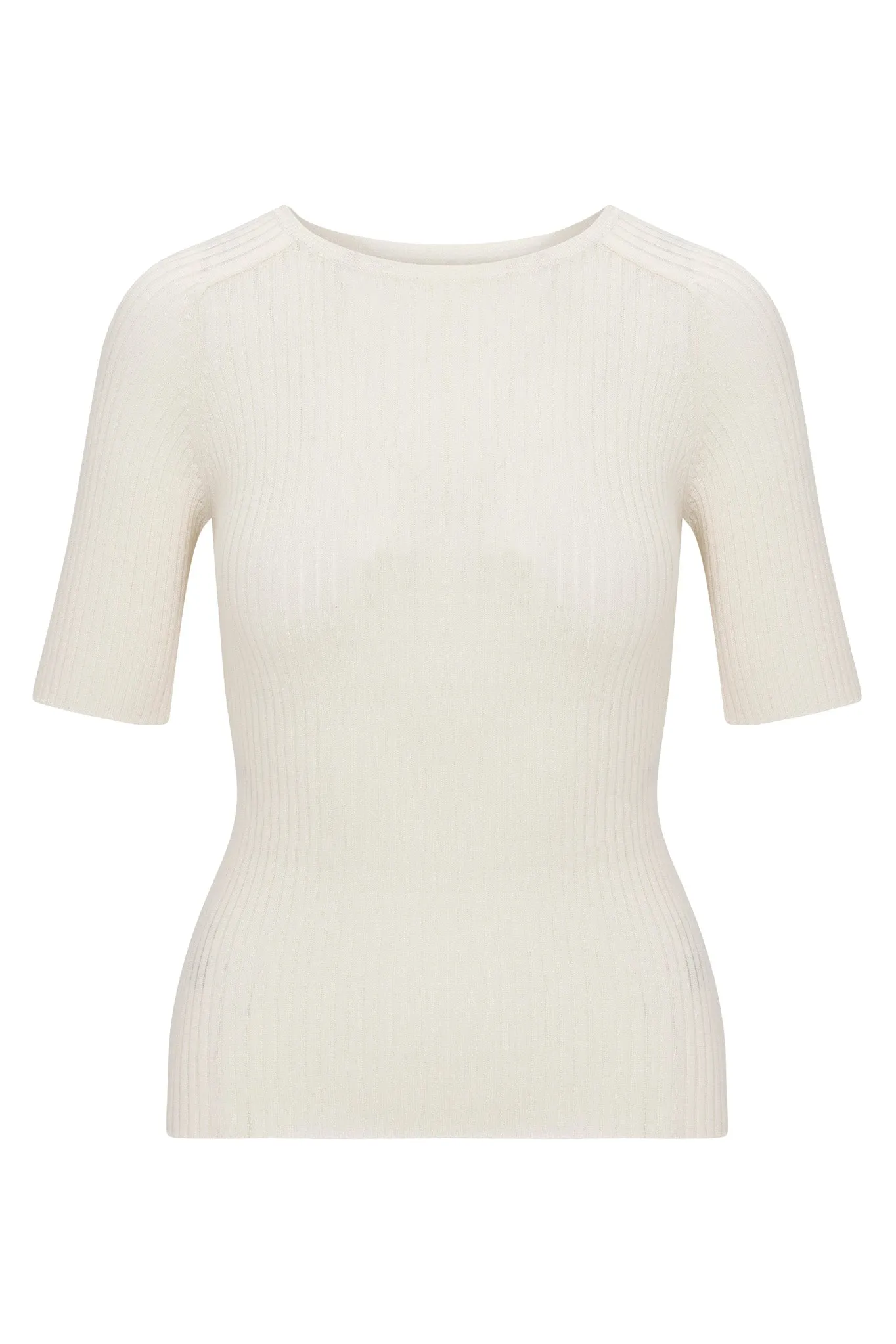 Ivory Cashmere Mid Sleeve Crewneck sold by SPRWMN product image thumbnail 5