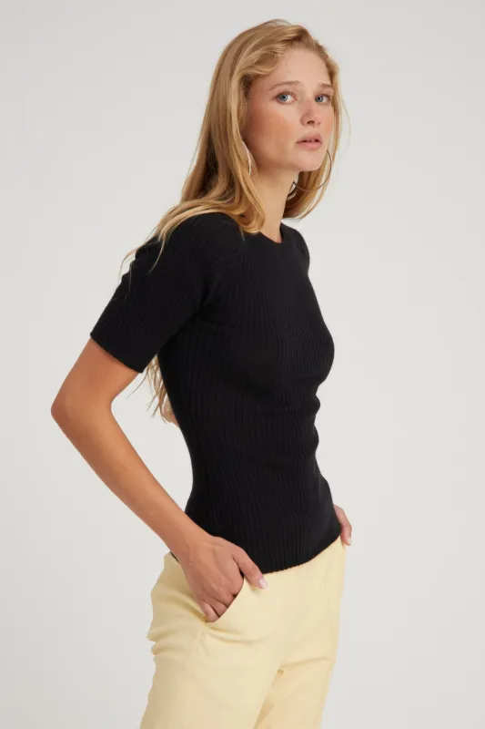 Black Cashmere Mid Sleeve Crewneck sold by SPRWMN