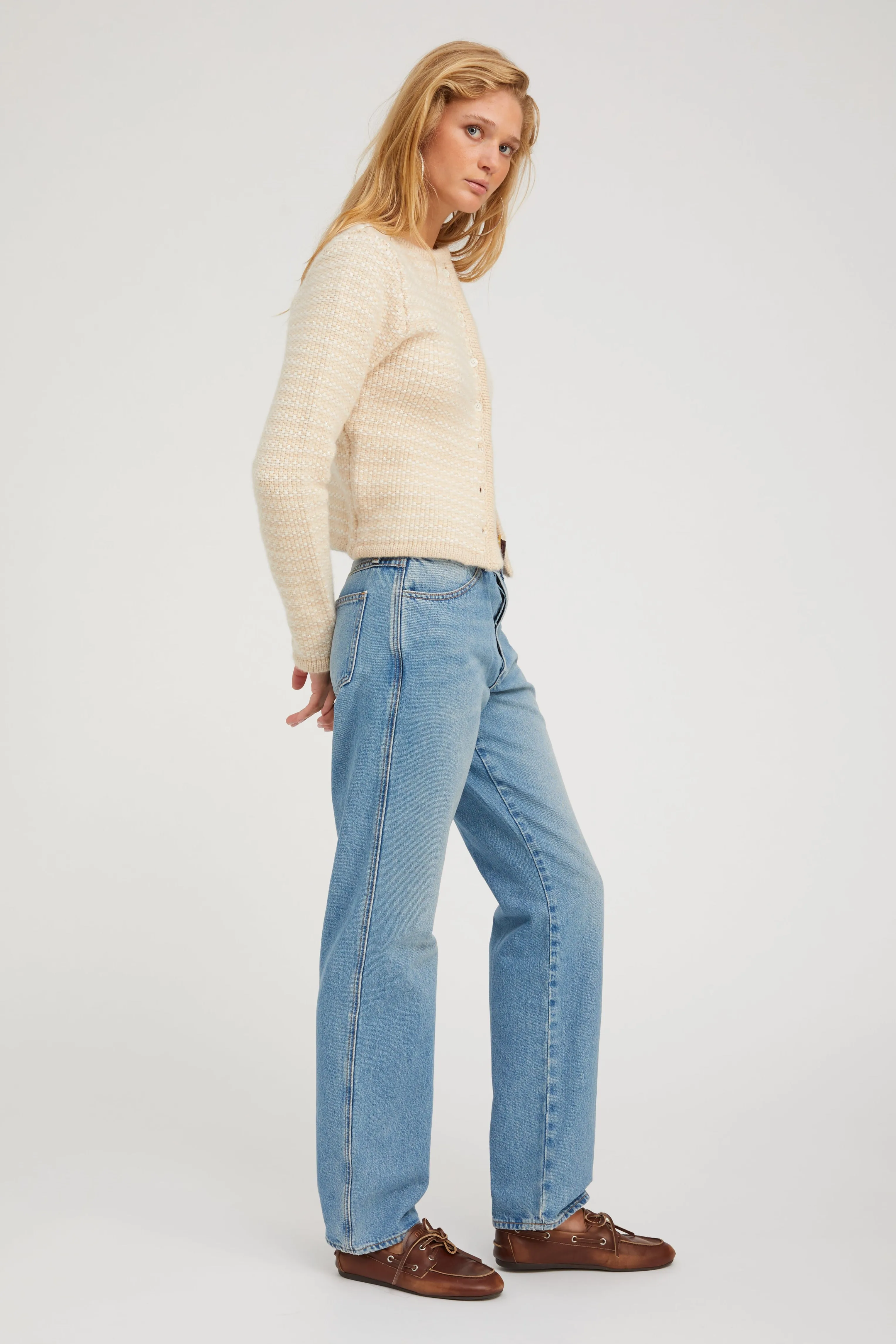 Creamy Beige Cashmere Chunky Knit Cardigan sold by SPRWMN product image thumbnail 4