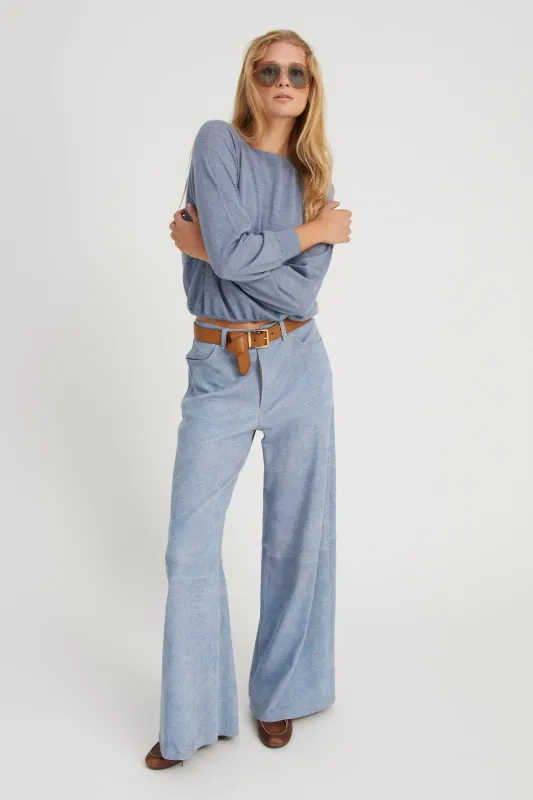 Vintage Denim Suede 5 Pocket Wide Leg sold by SPRWMN