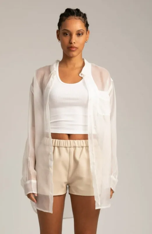 White Silk Organza Oversized Shirt sold by SPRWMN