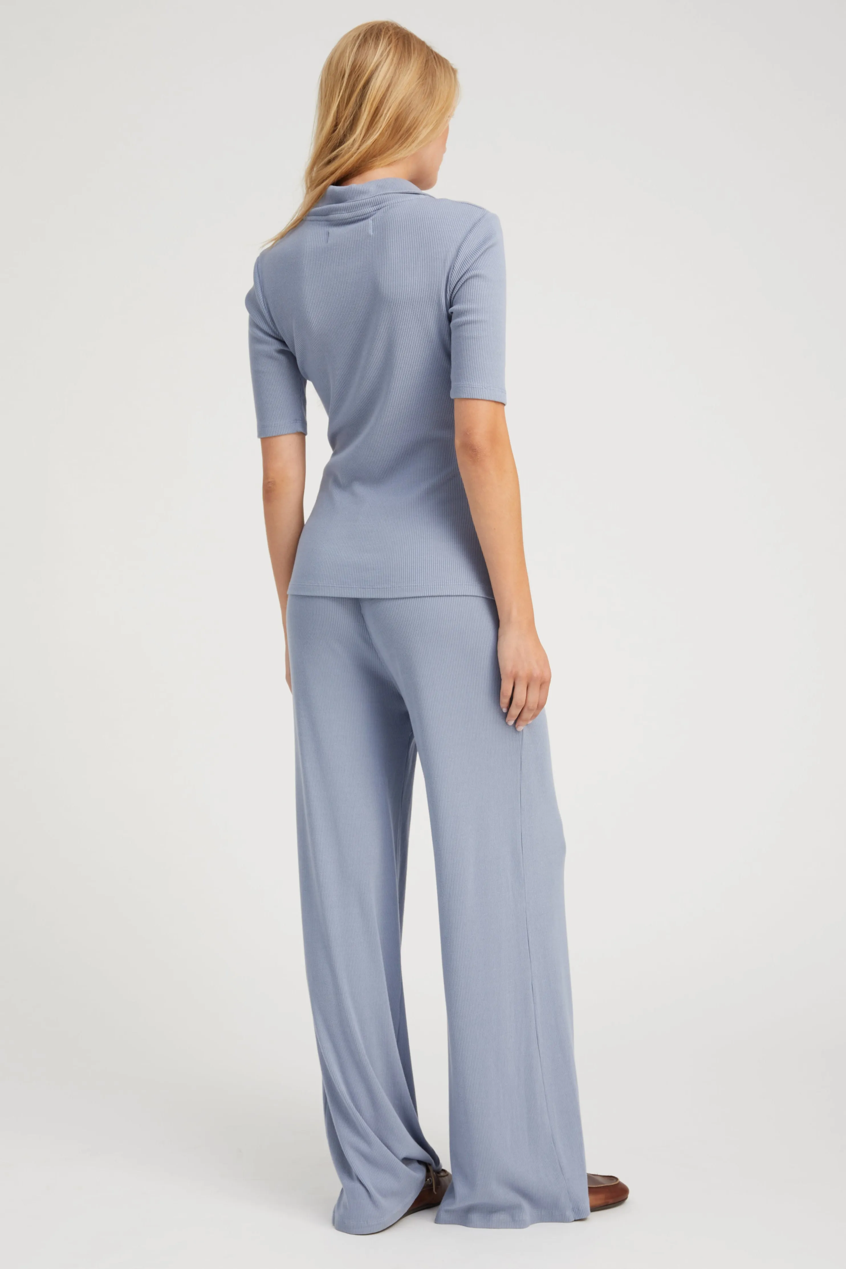 Steel Blue Rib Wide Leg Pants PR sold by SPRWMN product image thumbnail 4