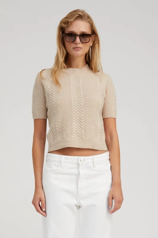 Oat Cashmere Cable Knit Raglan Sweater PR sold by SPRWMN