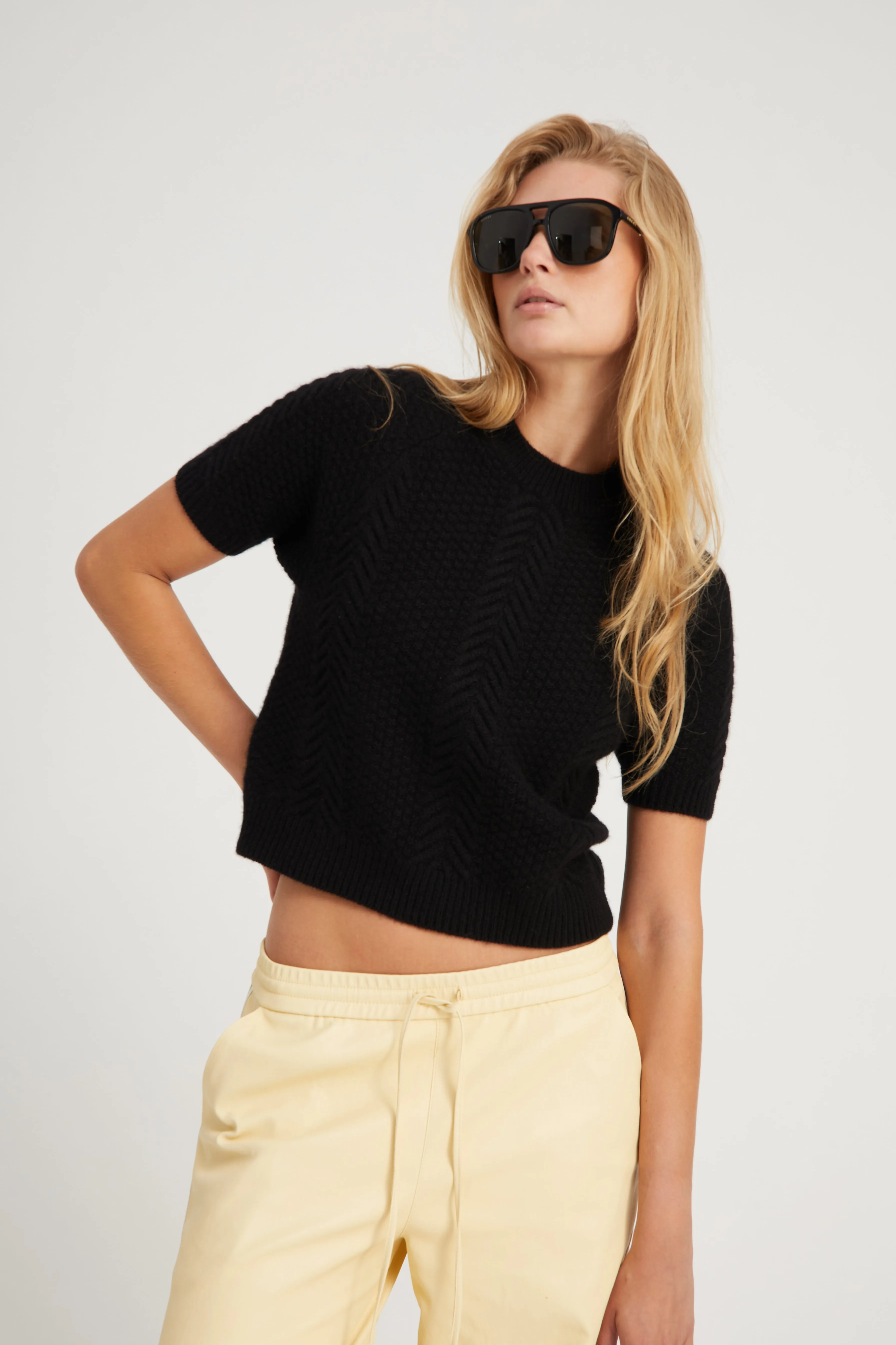 Black Cashmere Cable Knit Raglan Sweater PR sold by SPRWMN product image thumbnail 2