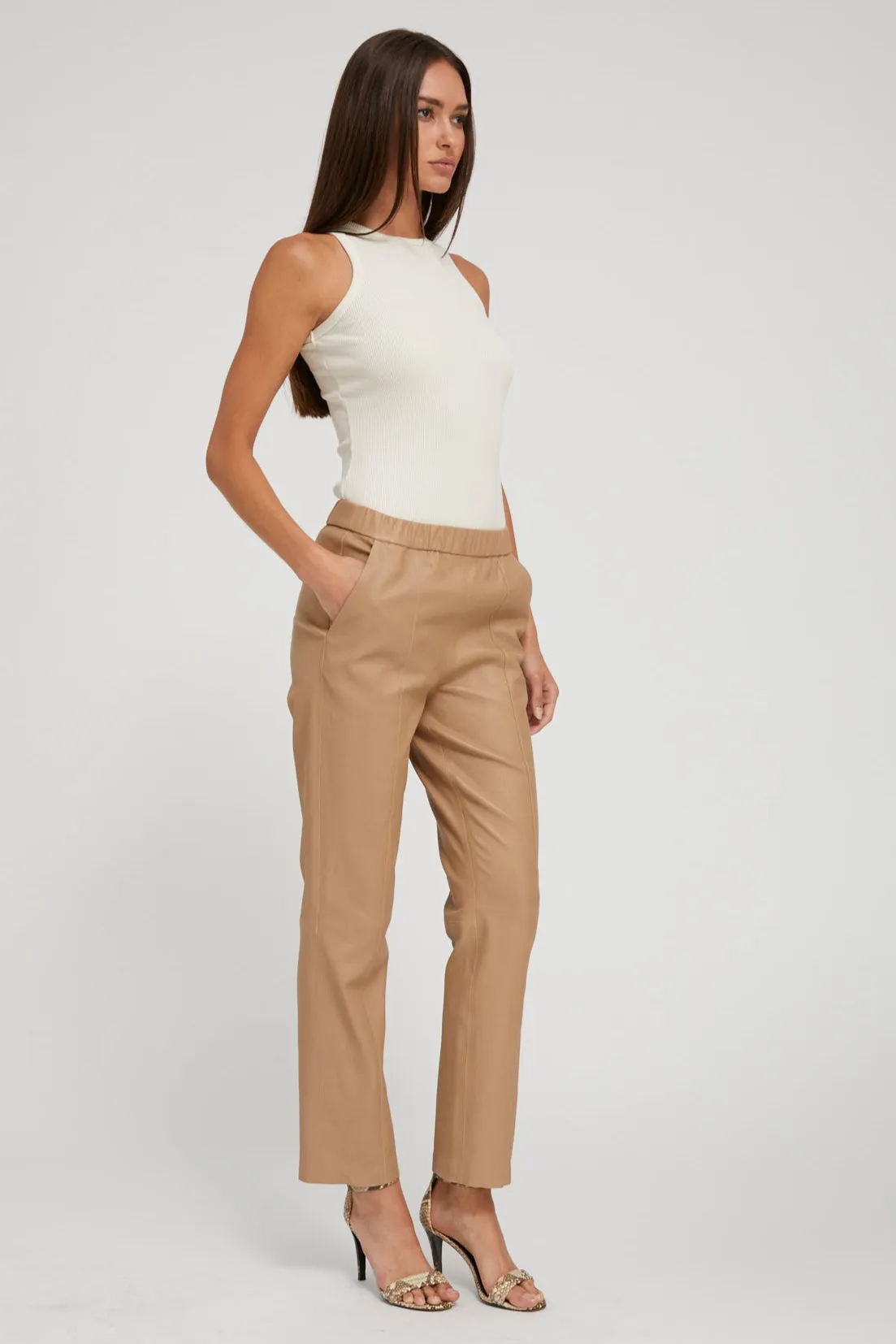 Desert Leather Sophia Pintuck Joggers PR sold by SPRWMN product image thumbnail 4