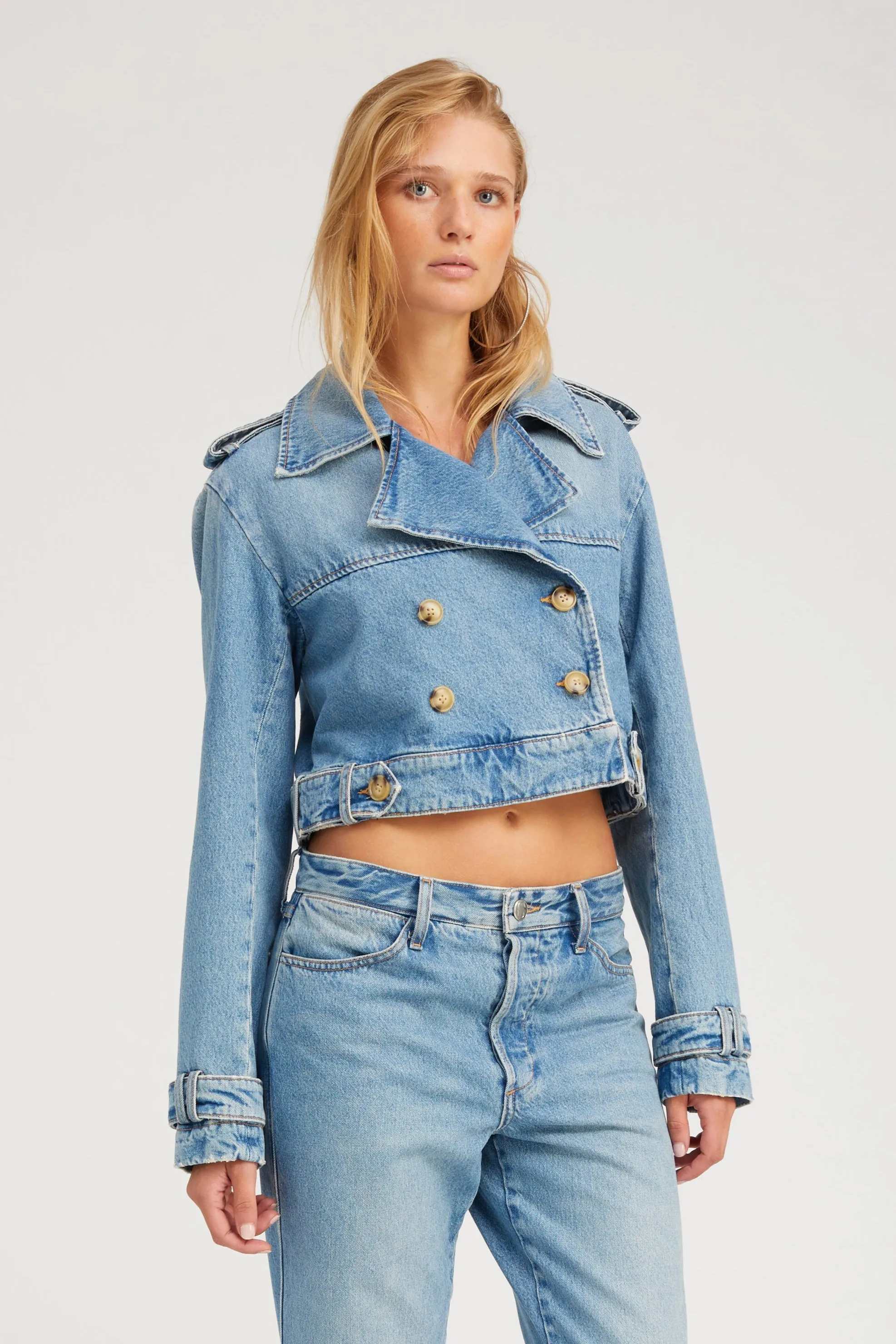 Paradis Cropped Denim Trench PR sold by SPRWMN