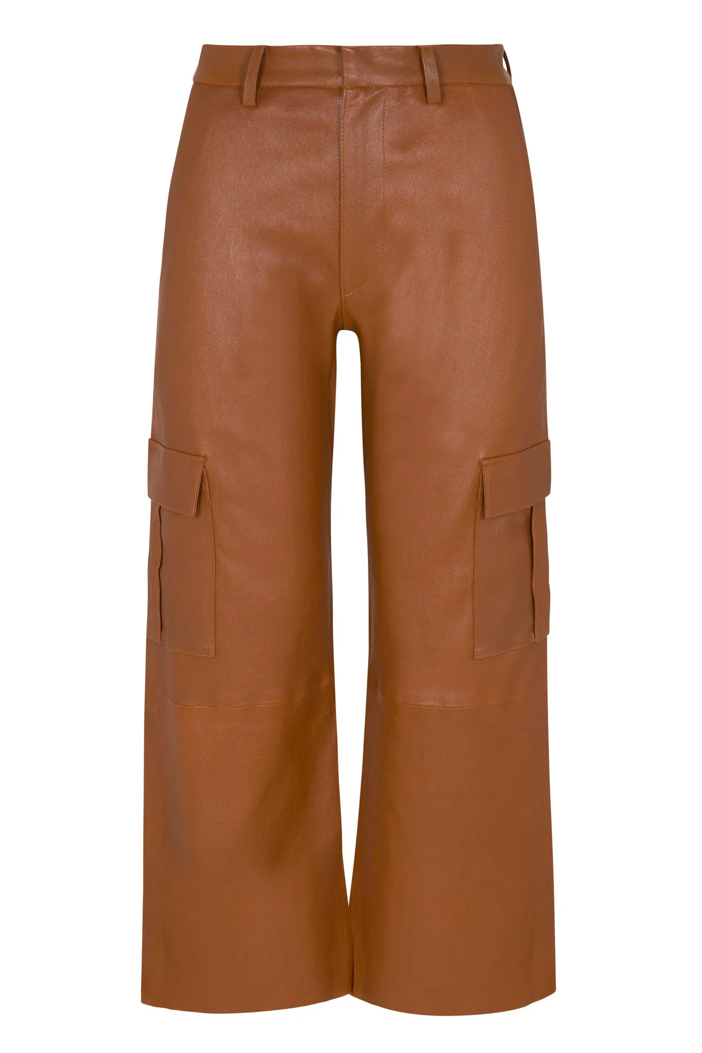 Chestnut Leather Cropped Cargo Trousers PR sold by SPRWMN product image thumbnail 5