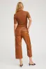 Chestnut Leather Cropped Cargo Trousers PR sold by SPRWMN