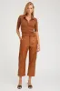 Chestnut Leather Cropped Cargo Trousers PR sold by SPRWMN
