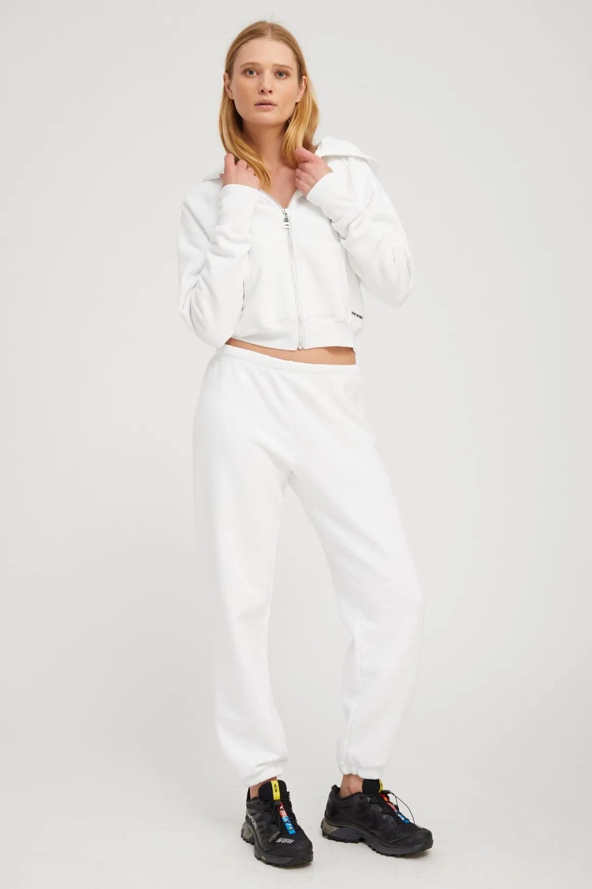 White Cotton Mini Logo Sweatpants sold by SPRWMN product image thumbnail 2